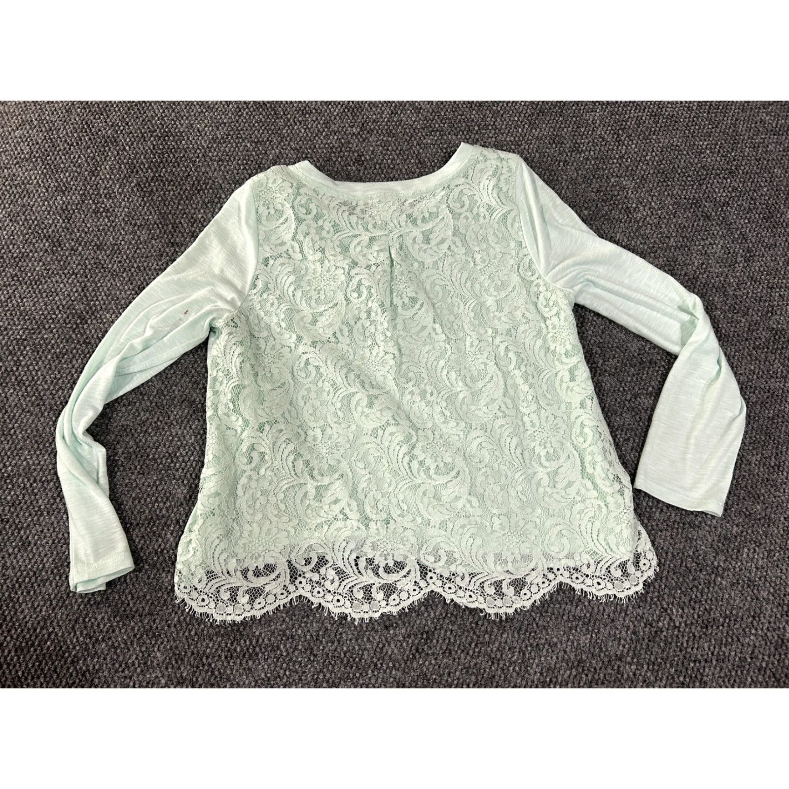 Lord & Taylor LORD & TAYLOR Shirt Womens Large Mint Green Lace Back Long Sleeve Blouse Size L / US 10 / IT 46 - 7 Thumbnail