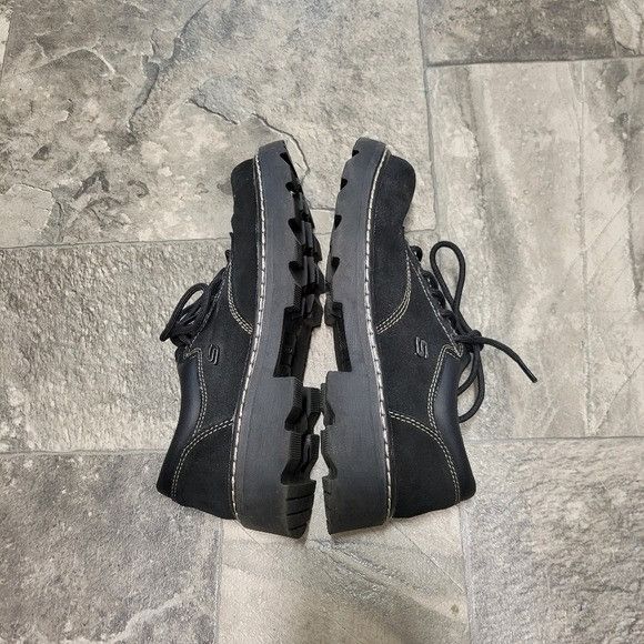 SKECHERS Vintage 90s y2k Skechers Black Suede Leather Platform Lace-u Size US 9.5 / IT 39.5 - 7 Thumbnail