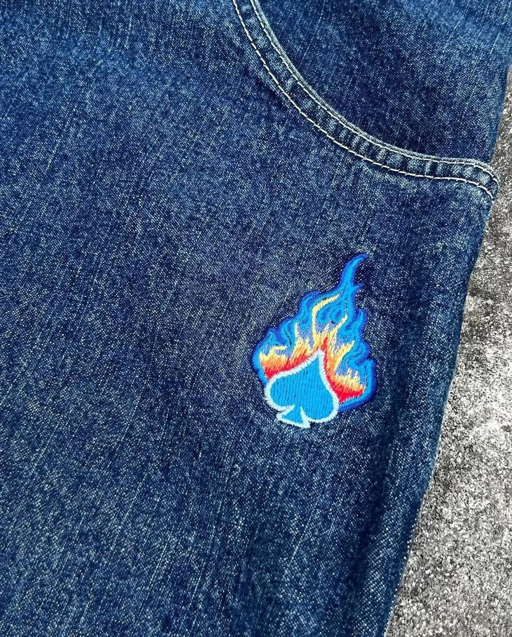 Japanese Brand × Vintage vintage embroidered baggy jeans jnko Size US 36 / EU 52 - 4 Thumbnail