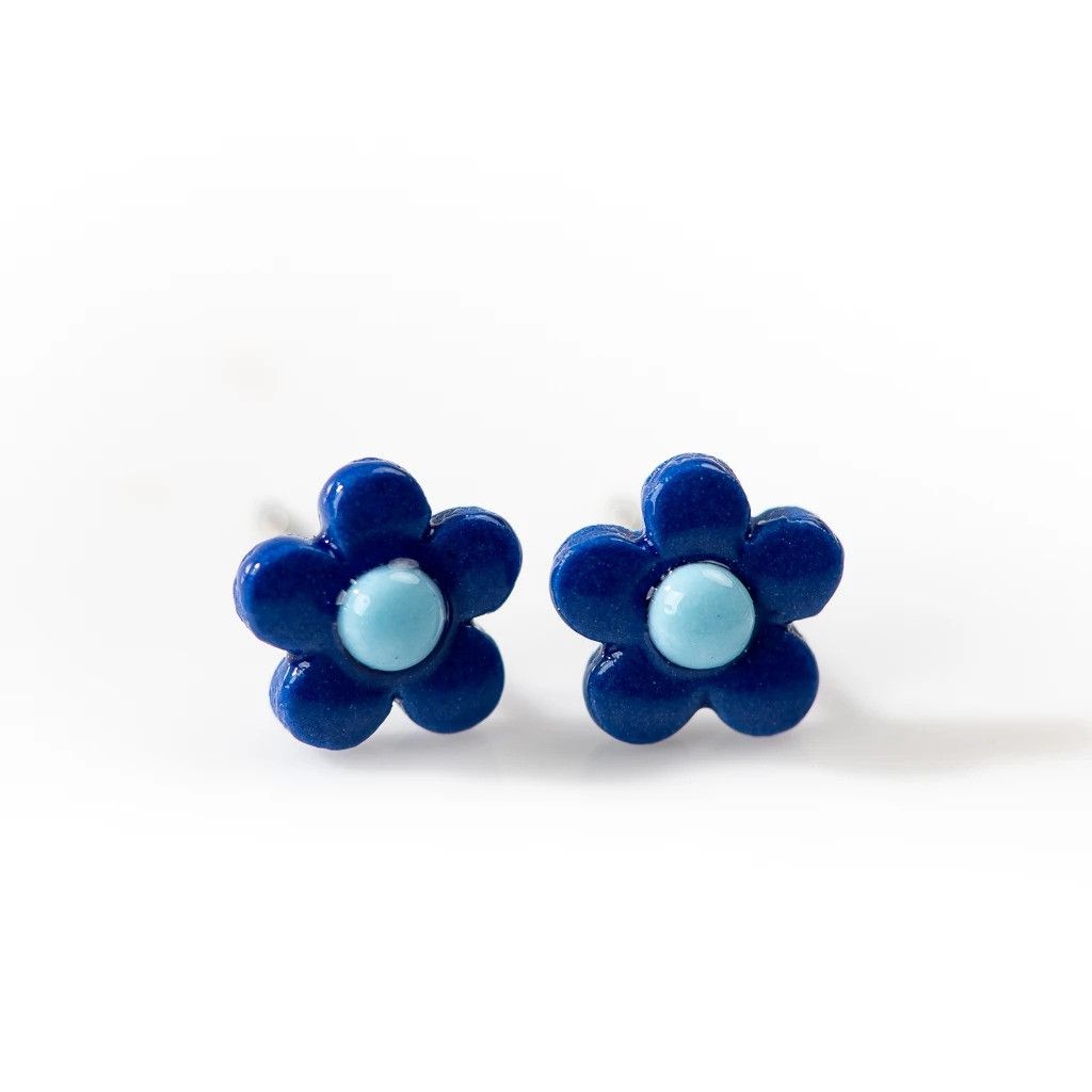 Jewelry Small Flower Stud Earrings Ceramic Ear Gift For Her Size ONE SIZE - 1 Preview