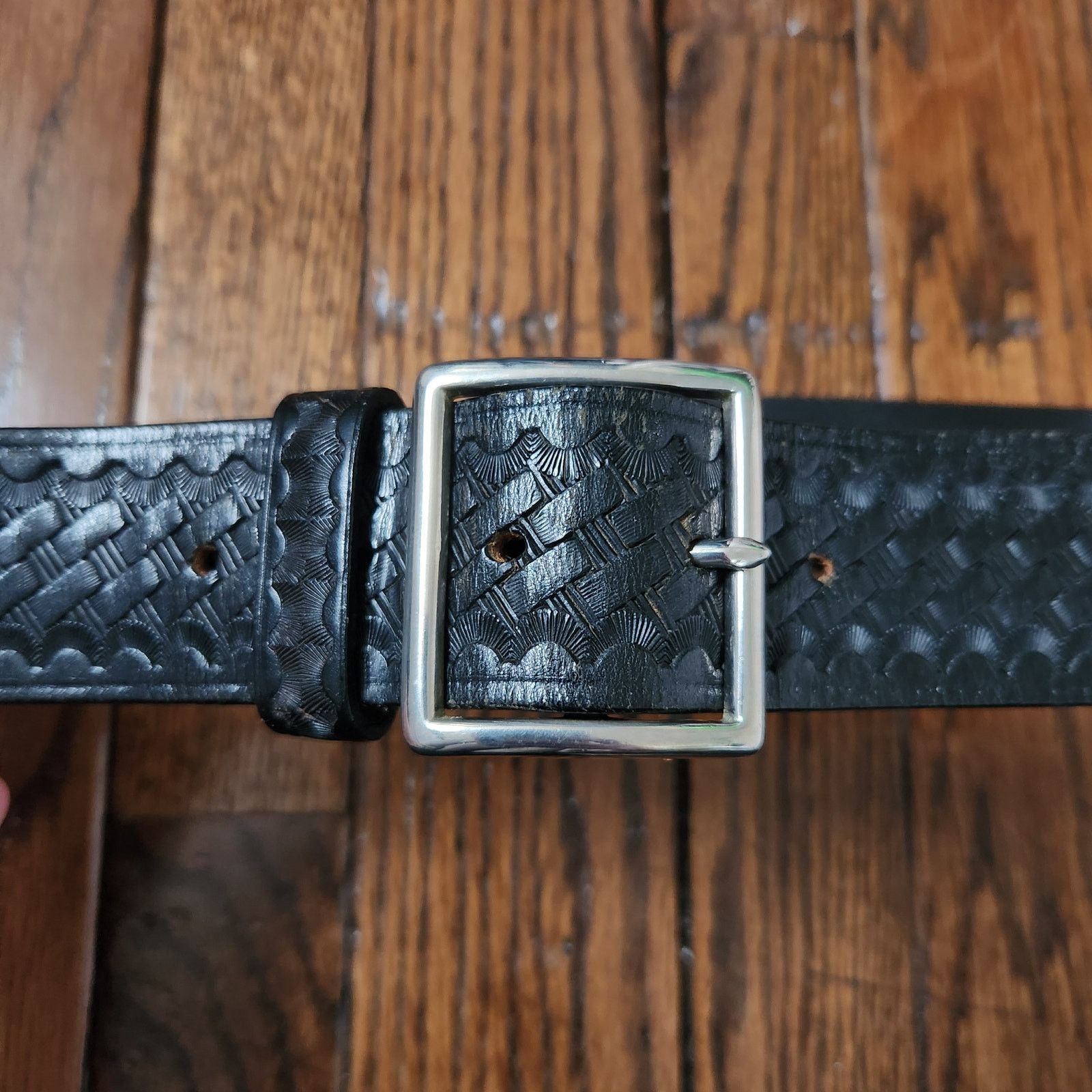 Other Jay-Pee Vintage Embossed Leather Basketweave Belt Black 36 Size 36 - 1 Thumbnail