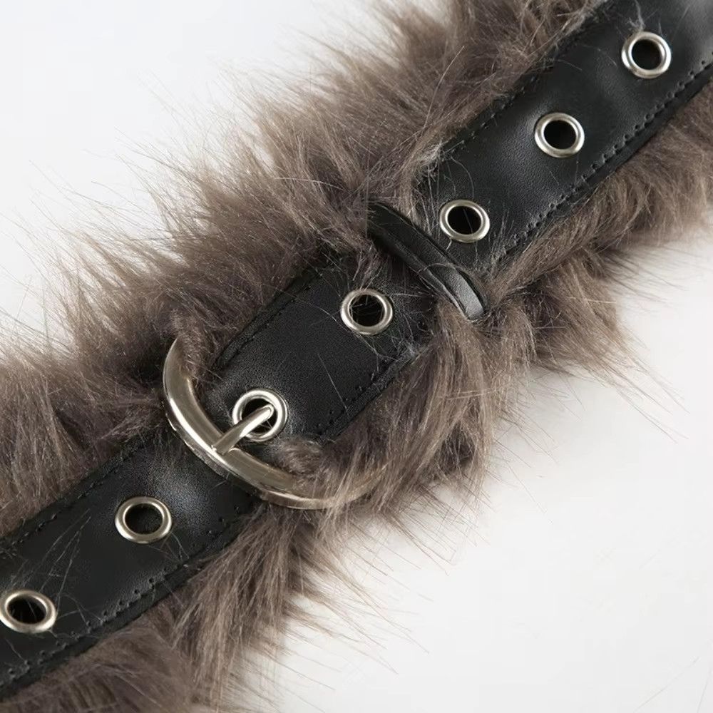 Japanese Brand Fur Luxury Pin Buckle Waistband Casual Versatile Plush Belt Size ONE SIZE - 2 Thumbnail