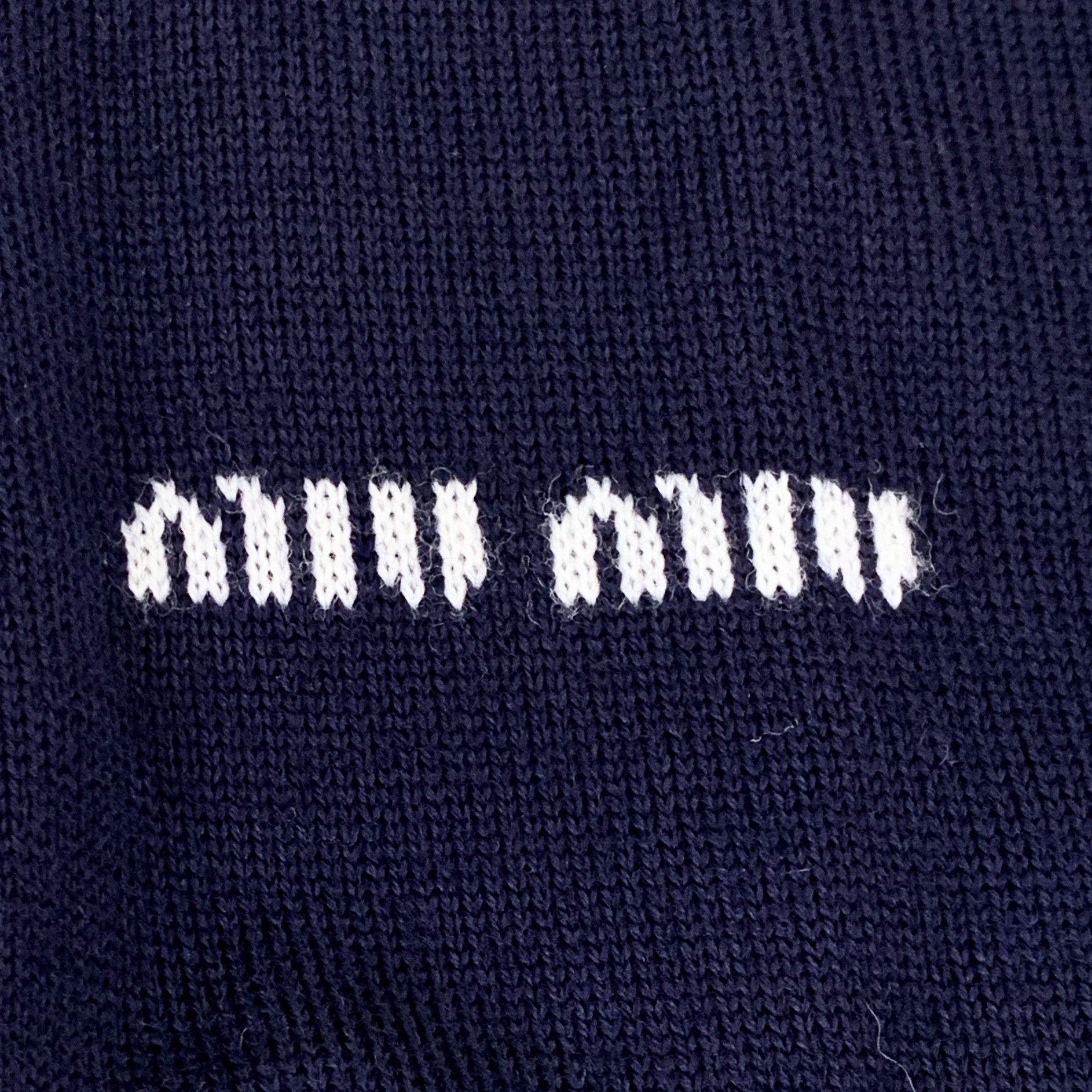 Miu Miu MiuMiu Navy Wool Logo Embroidered Knit Sweater (Size S) Size S / US 4 / IT 40 - 5 Thumbnail