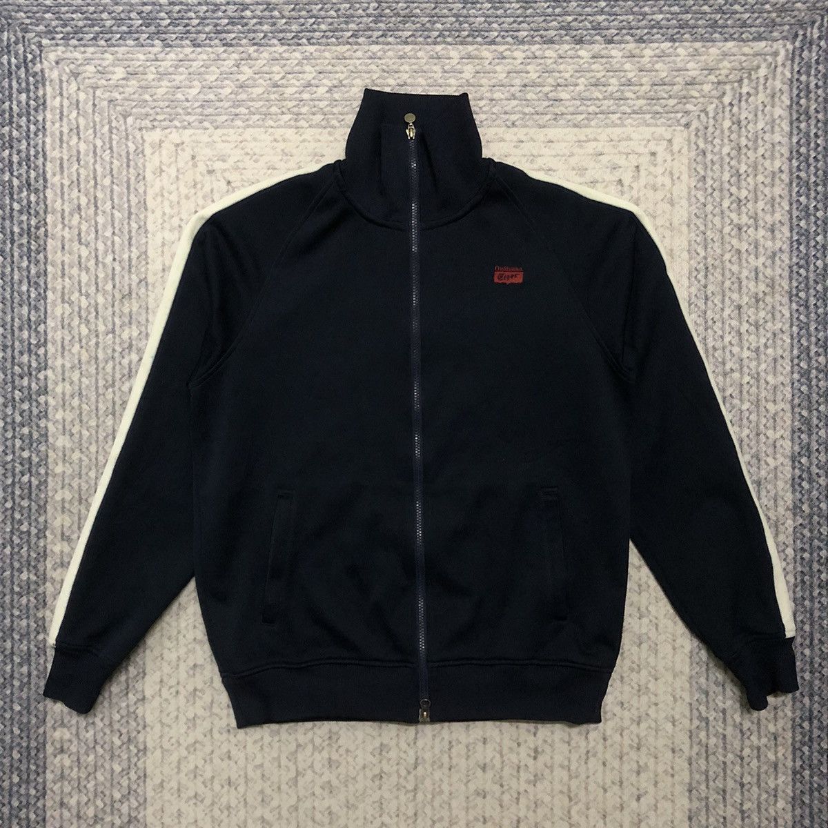 Asics × Japanese Brand × Onitsuka Tiger Rare Distressed Onitsuka Tiger Big Logo Tracktop Jacket Size US L / EU 52-54 / 3 - 1 Thumbnail