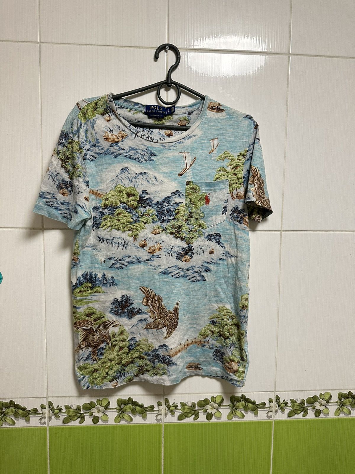 Japanese Brand × Polo Ralph Lauren Polo Ralph Lauren Men's Japanese Seascape Pocket T-Shirt Size US S / EU 44-46 / 1 - 1 Thumbnail