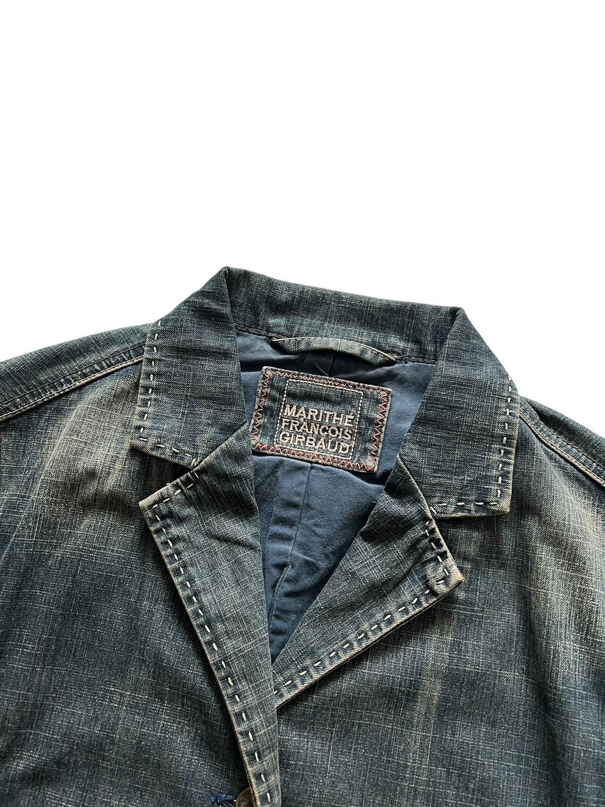 Marithe + Francois Girbaud 1990s Marithe Francois Girbaud Denim Blazer Jacket Size S / US 4 / IT 40 - 3 Thumbnail