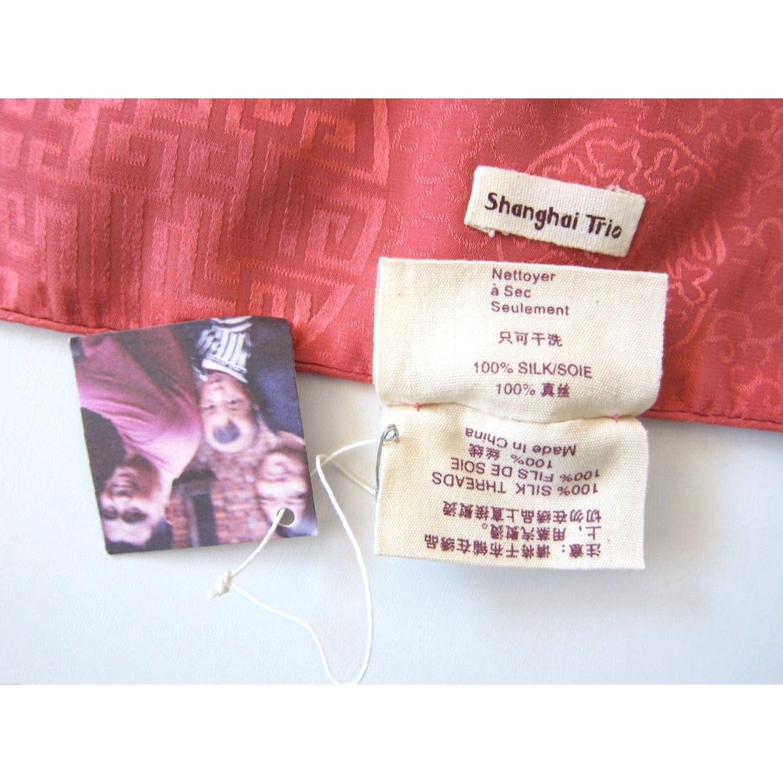 Pinko NWT Shanghai Trio 100% Silk Grey Pink Floral Wide Rectangle Shoulder Neck Scarf Size ONE SIZE - 4 Thumbnail