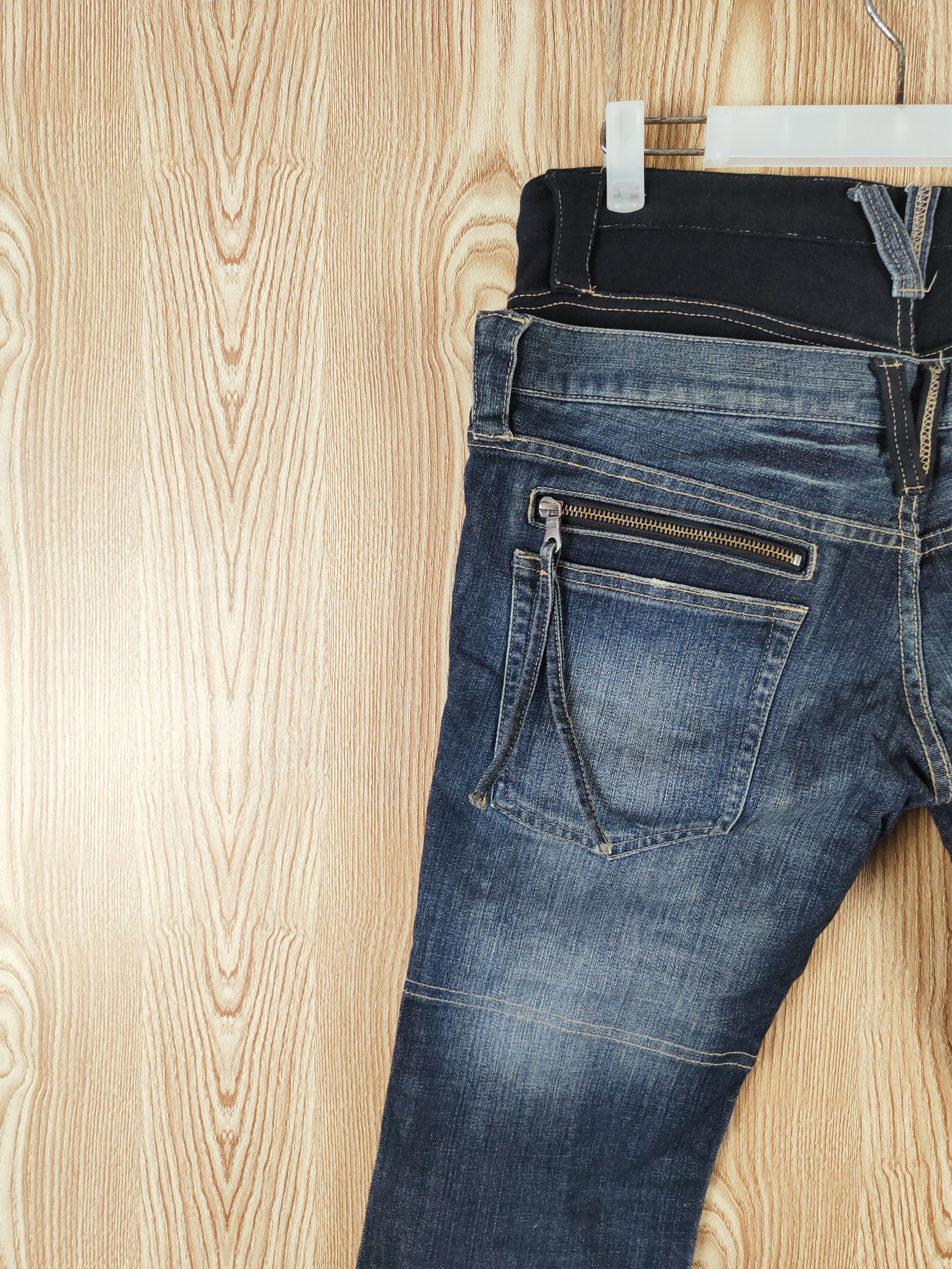 PPFM PPFM Dark Blue double waist Distressed Ripped Jeans #W382 Size US 32 / EU 48 - 10 Thumbnail