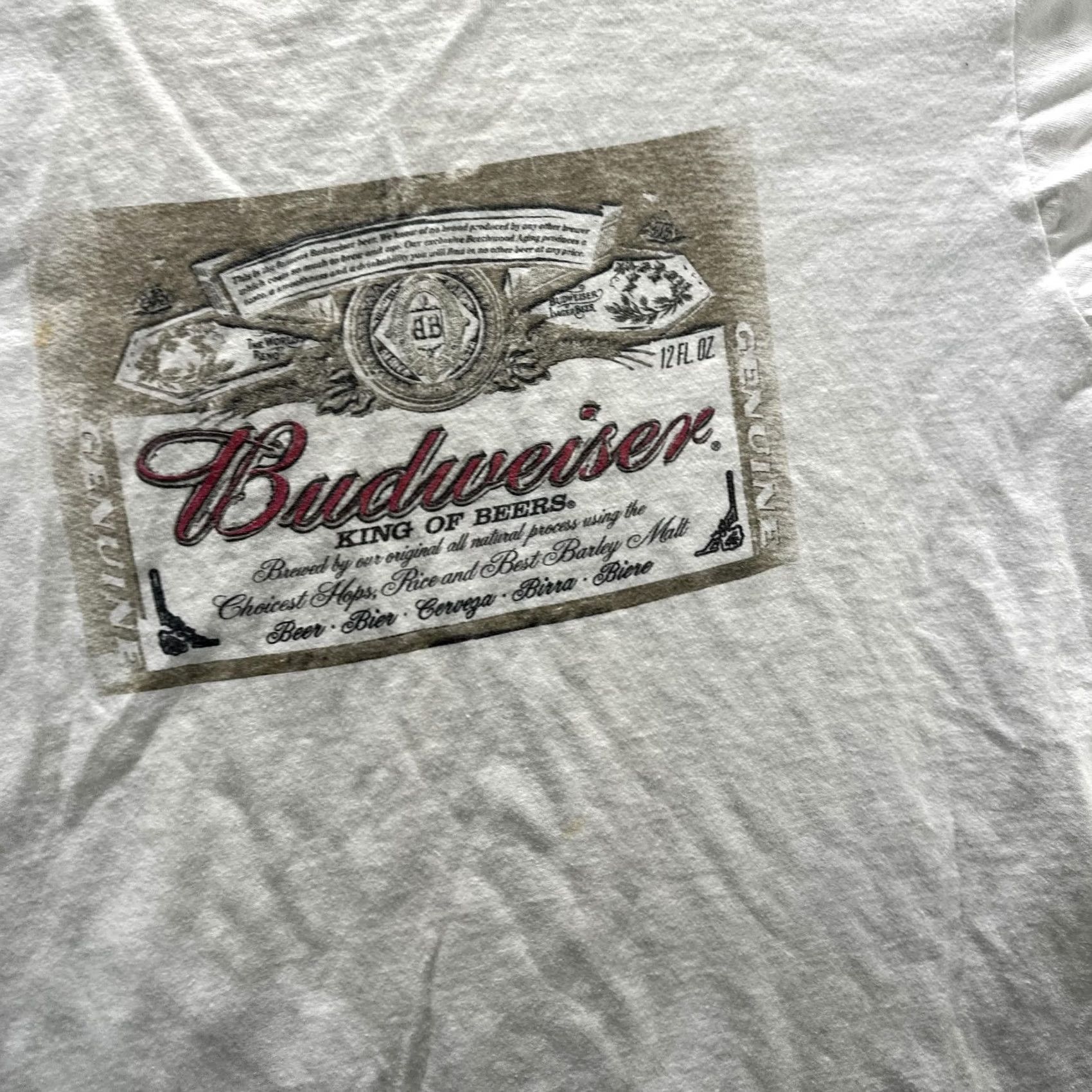 Fruit Of The Loom Budweiser Shirt Mens Medium White Graphic Print T Shirt Crew Neck Short Sleeve Cotton Size US M / EU 48-50 / 2 - 6 Thumbnail
