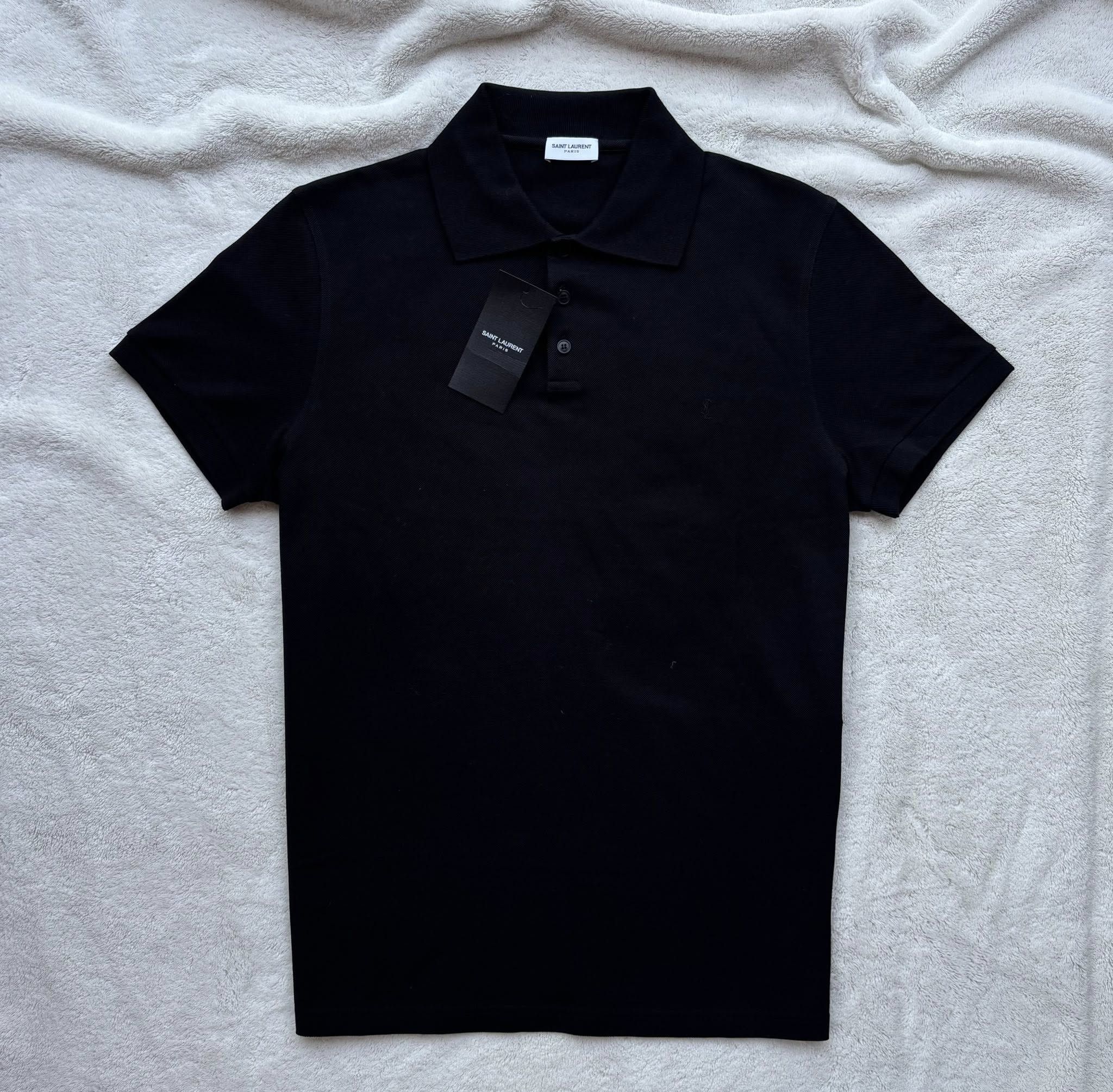 Saint Laurent Paris Saint Laurent Black Embroidered Logo Polo Shirt Size US M / EU 48-50 / 2 - 1 Thumbnail