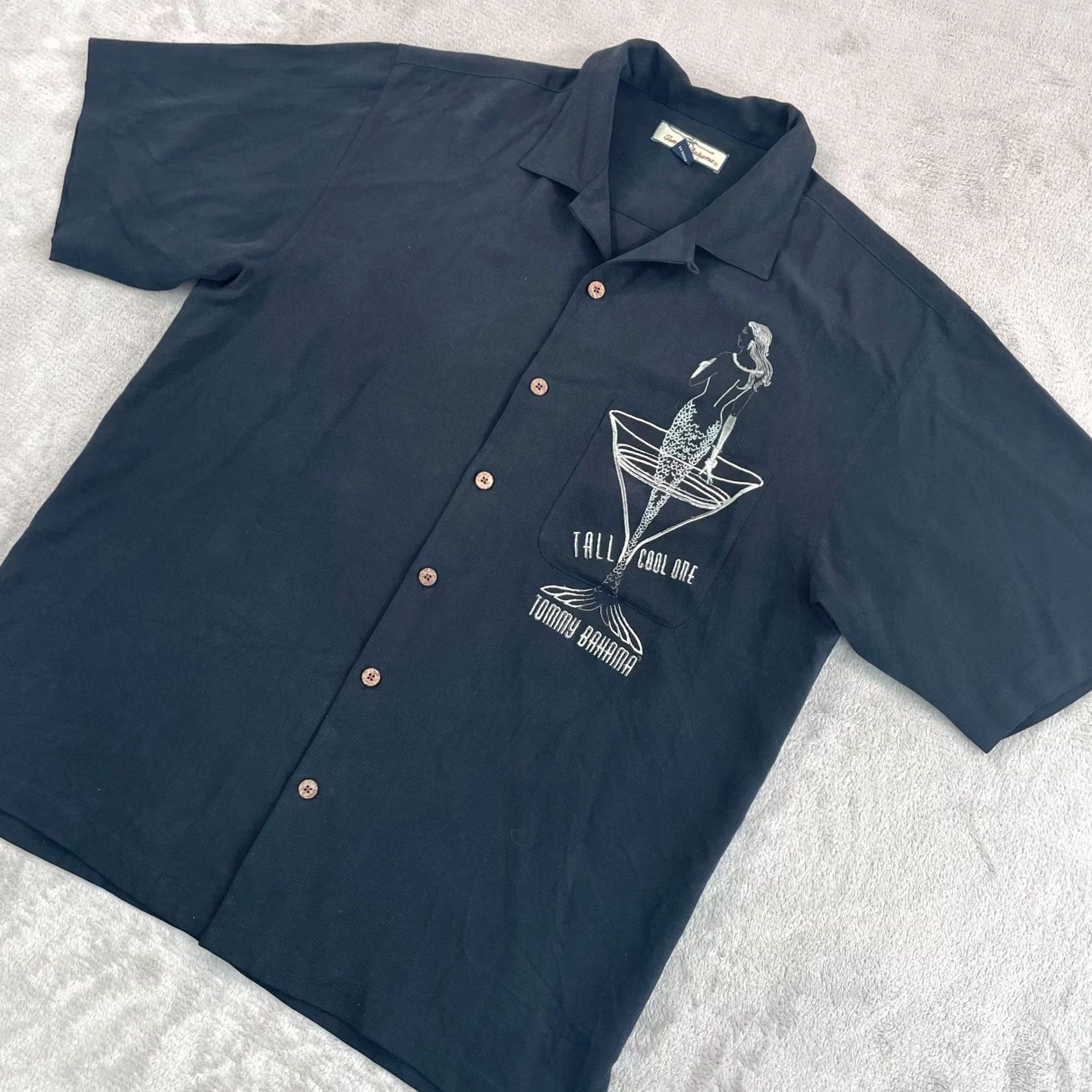 Tommy Bahama Tommy Bahama Shirt Mens M Black Tall Cool One Mermaid Drink Camp Embroidered VTG Size US M / EU 48-50 / 2 - 5 Thumbnail