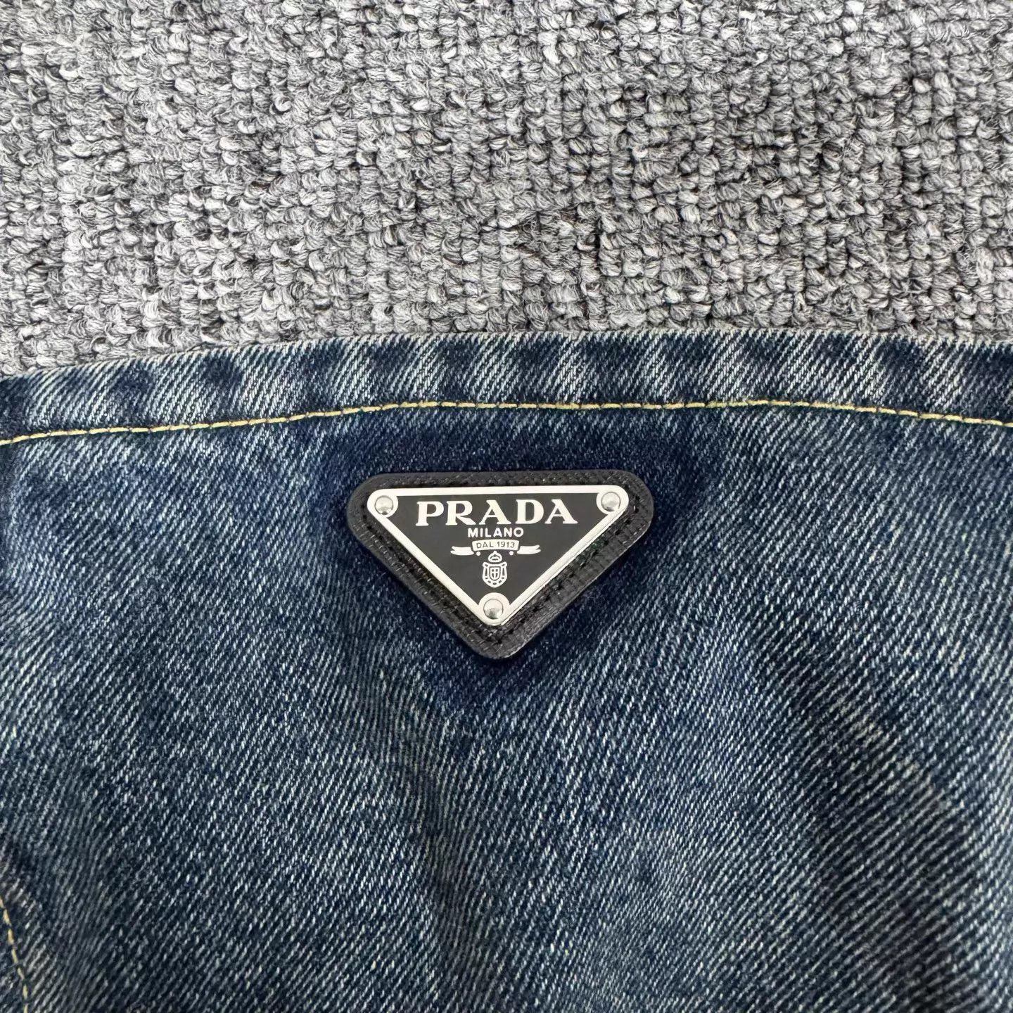 Prada Prada Denim Bustier Distressed Metal Triangle 36 Size XS / US 0-2 / IT 36-38 - 4 Thumbnail