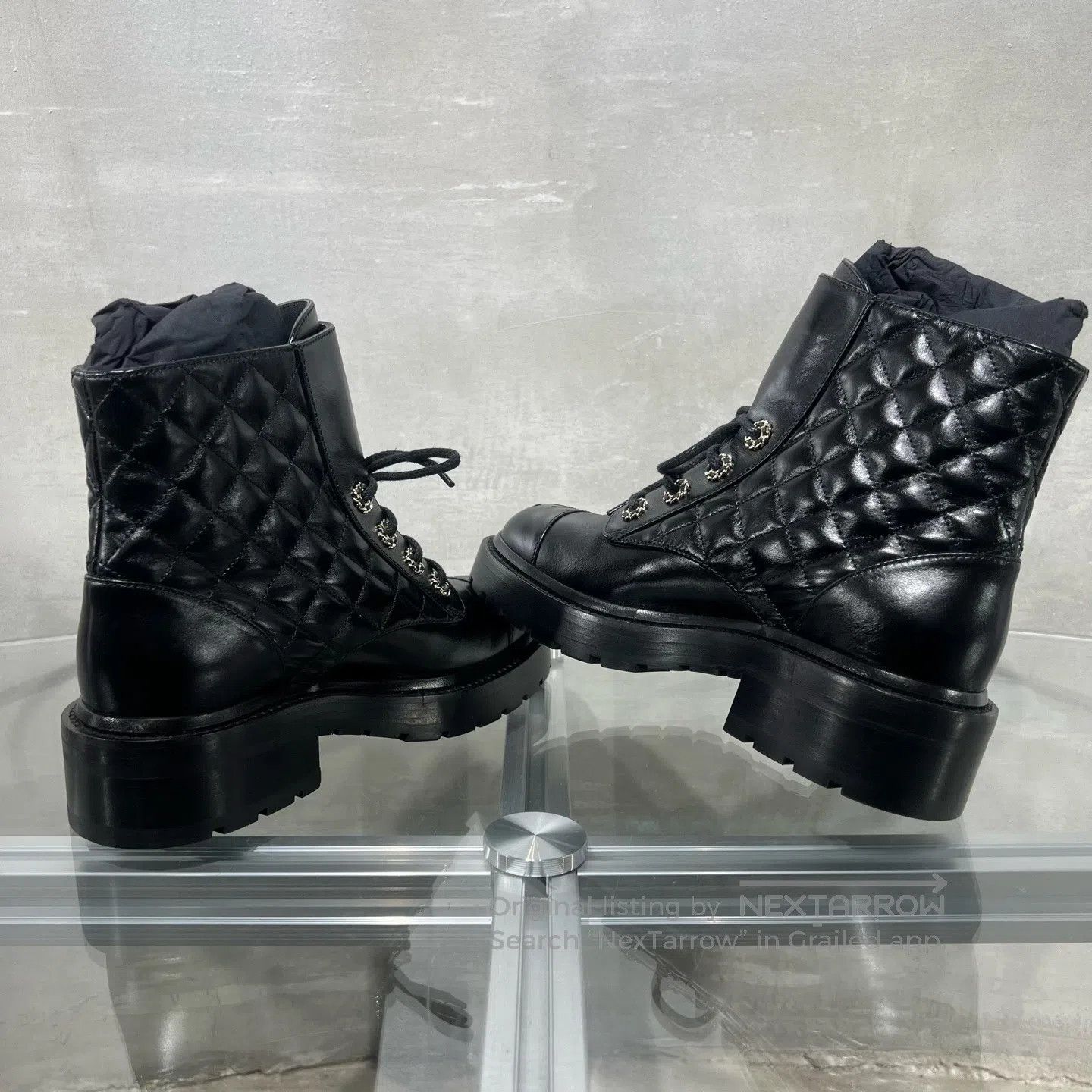Chanel Chanel Black double-C diamond-patterned short boots Size US 5.5 / IT 35.5 - 5 Thumbnail