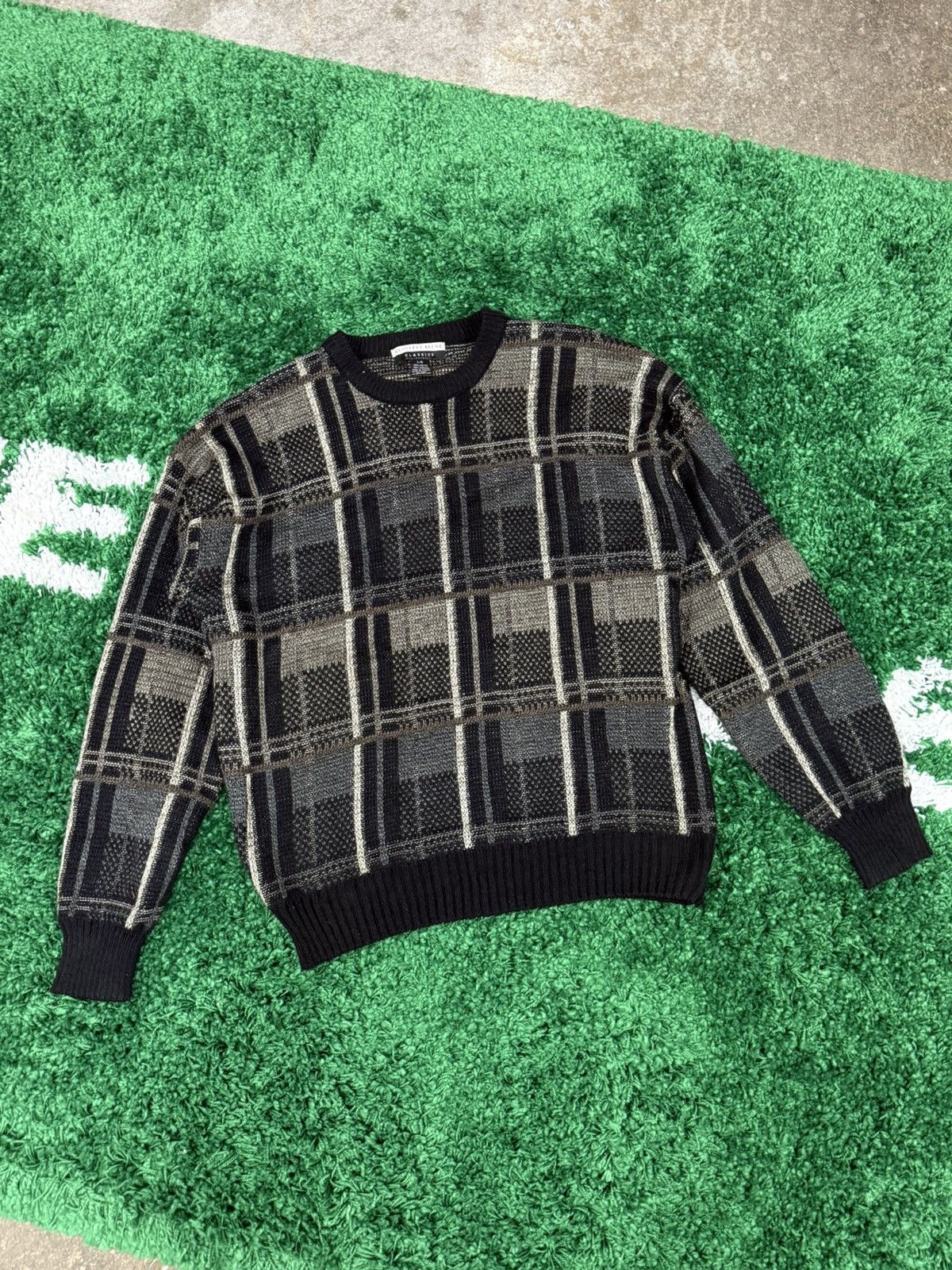 Vintage Vintage Grey Knit Pattern Sweater Large 90s Retro 80s Size US L / EU 52-54 / 3 - 1 Thumbnail