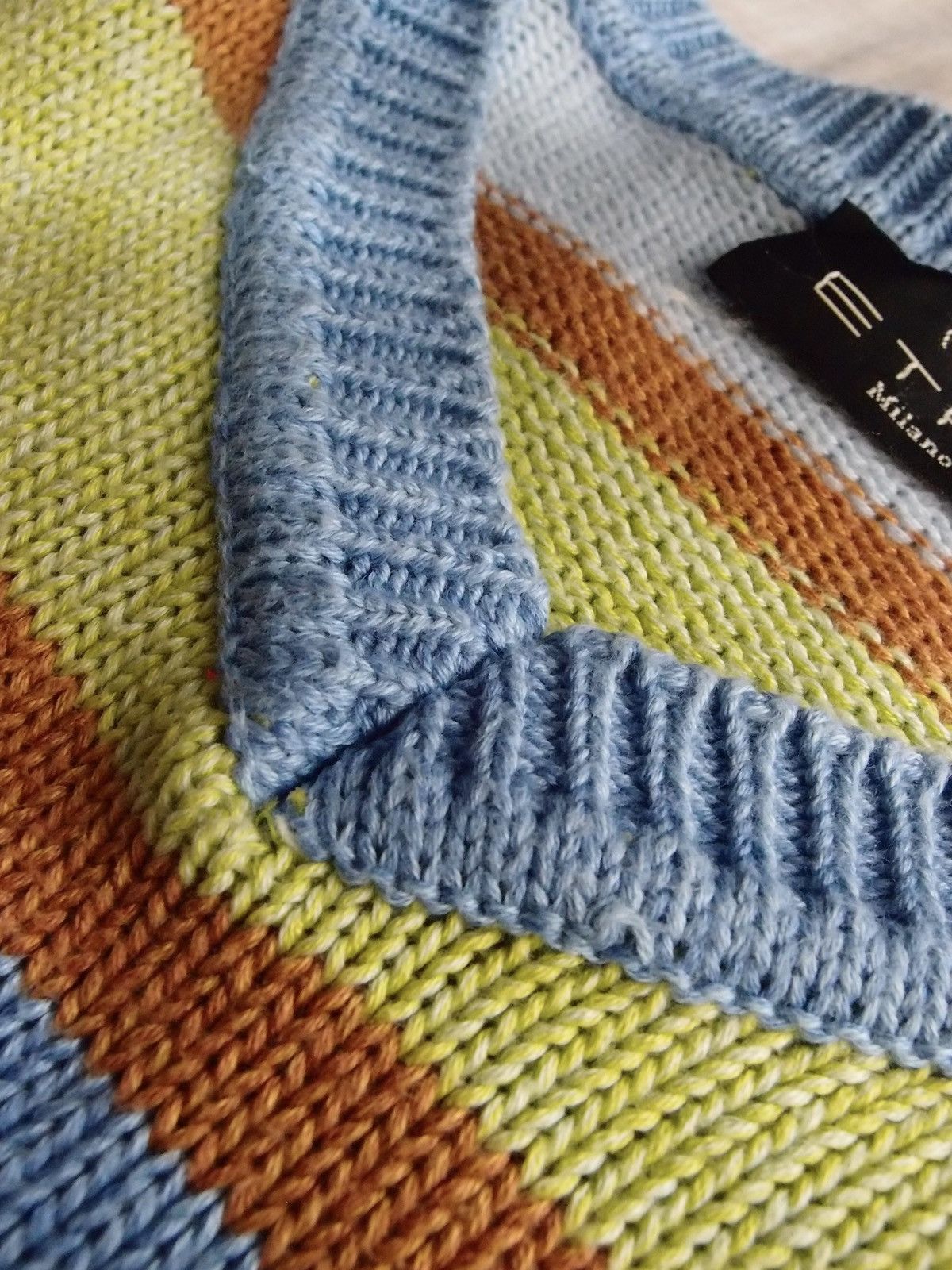 Etro ETRO Multicolor Striped V-Neck Knit 100% Cotton Size US S / EU 44-46 / 1 - 4 Thumbnail