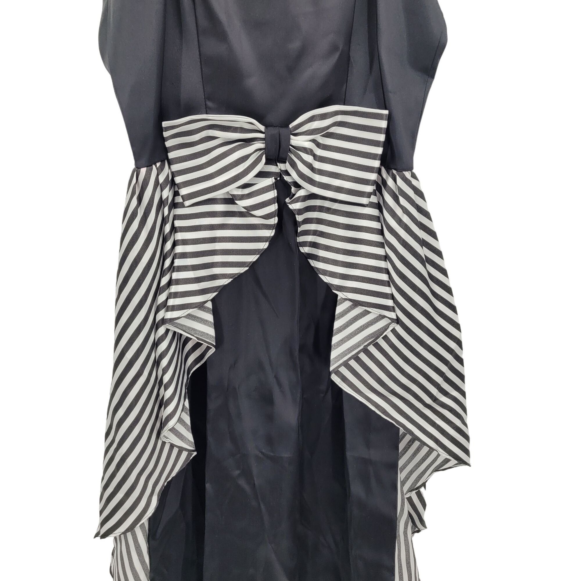 Vintage 80s Gown Maxi Dress XS Black Striped Bow Tail Beetlejuice Size XS / US 0-2 / IT 36-38 - 5 Thumbnail