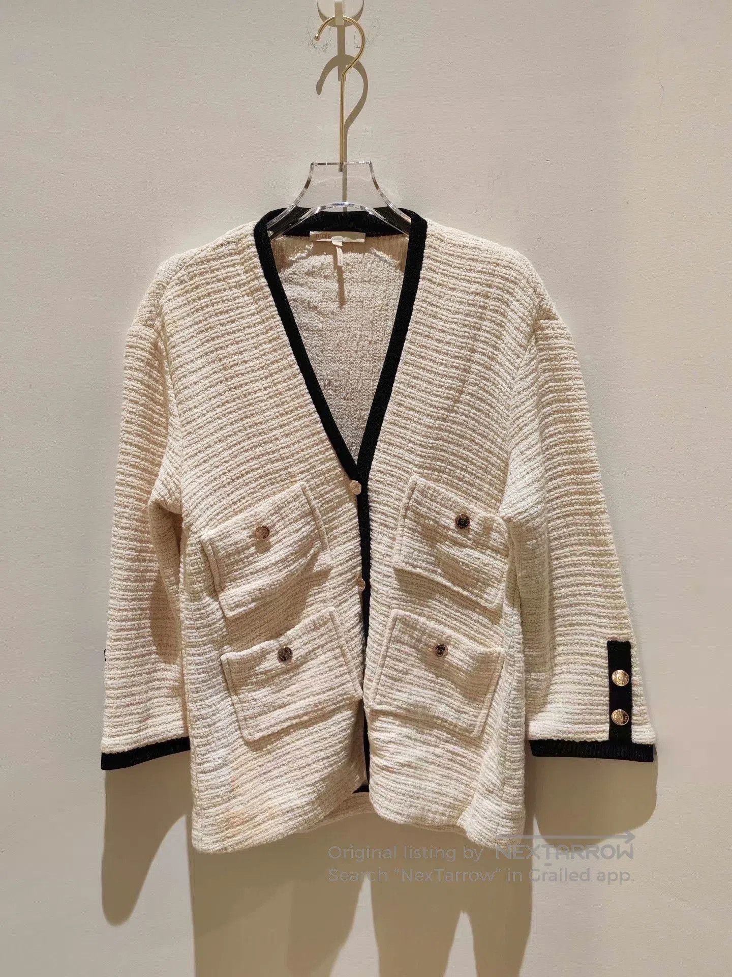 Maje Maje Cream Tweed Style Cardigan. Size M / US 6-8 / IT 42-44 - 1 Thumbnail