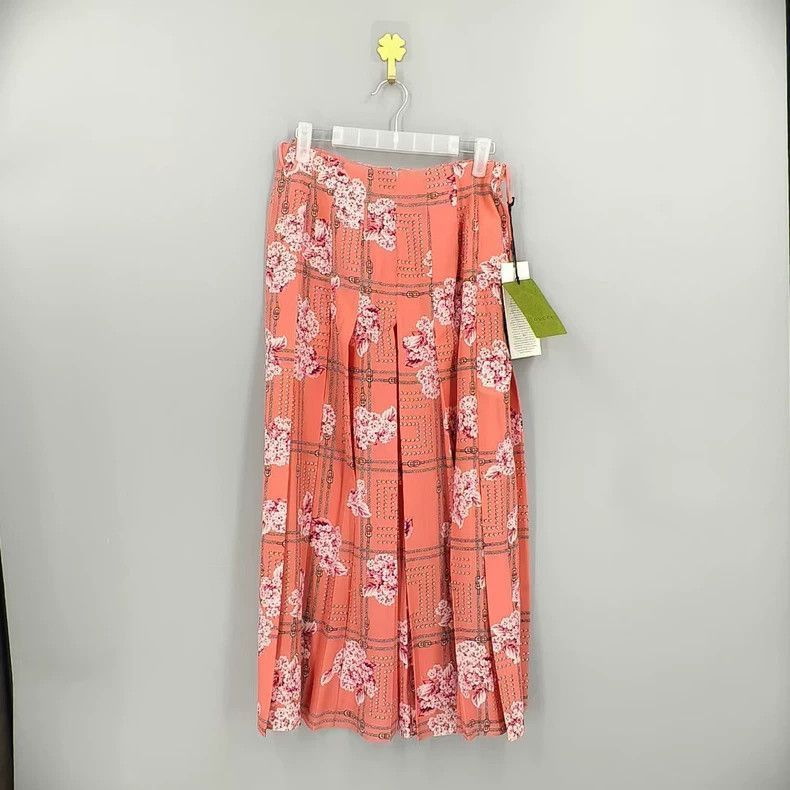 Gucci pink floral silk midi skirt Size US 38 / EU 54 - 7 Thumbnail