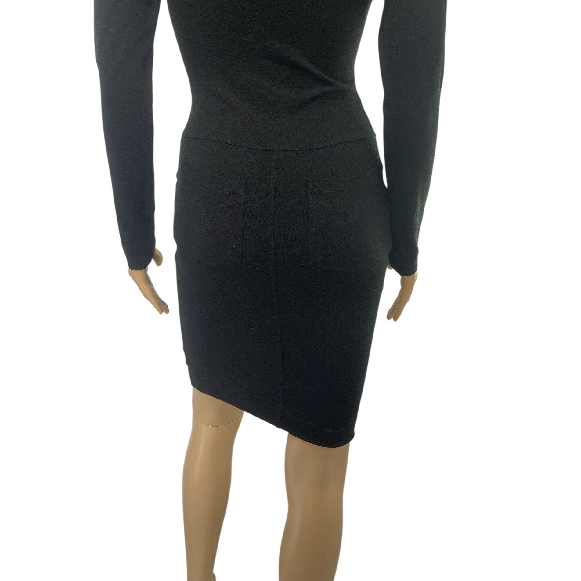 Moschino Vintage '90s Black Logo Printed Bodycon Dress Size M / US 6-8 / IT 42-44 - 6 Thumbnail