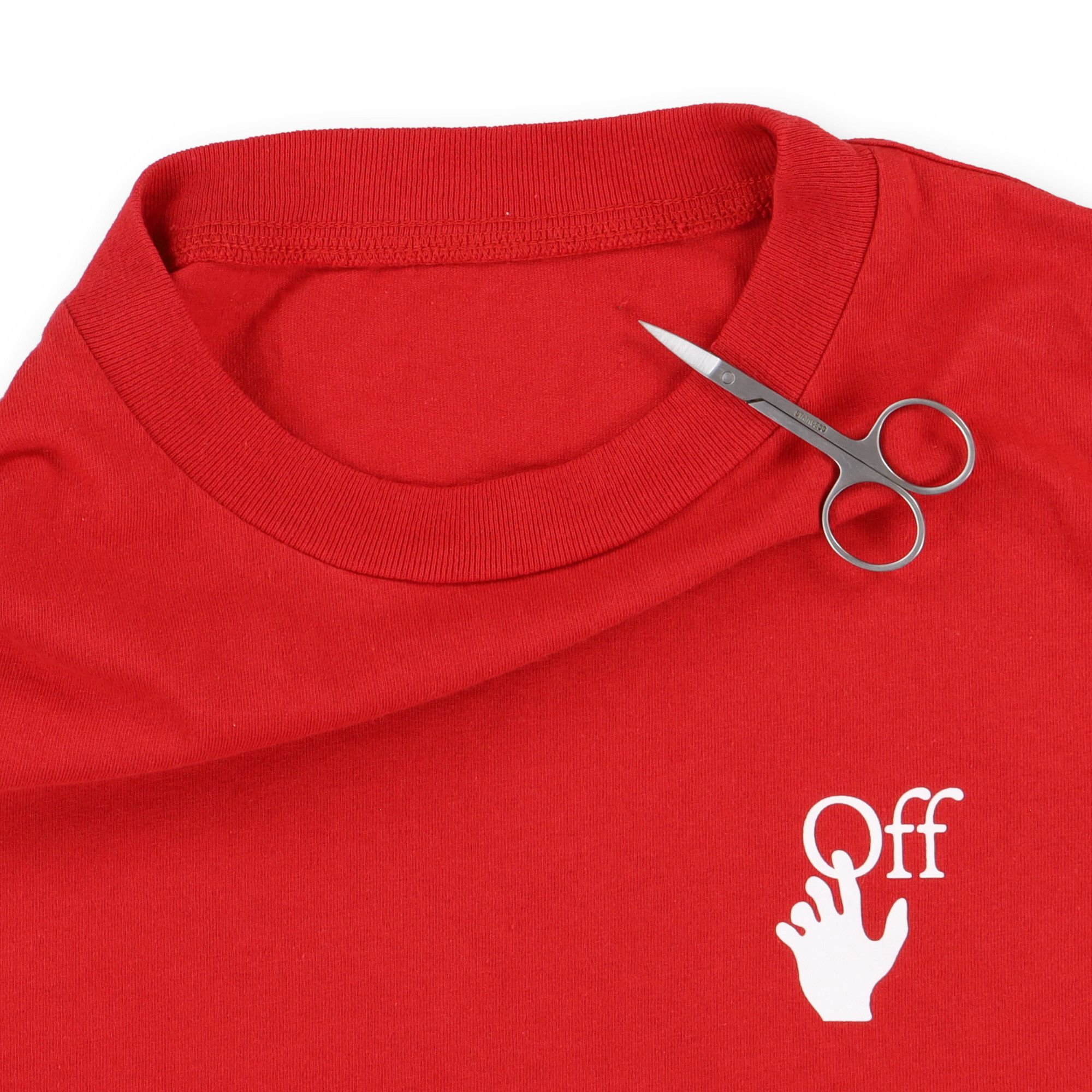 Off-White Red Cut Here Arrows Logo T-Shirt Size XS / US 0-2 / IT 36-38 - 5 Thumbnail