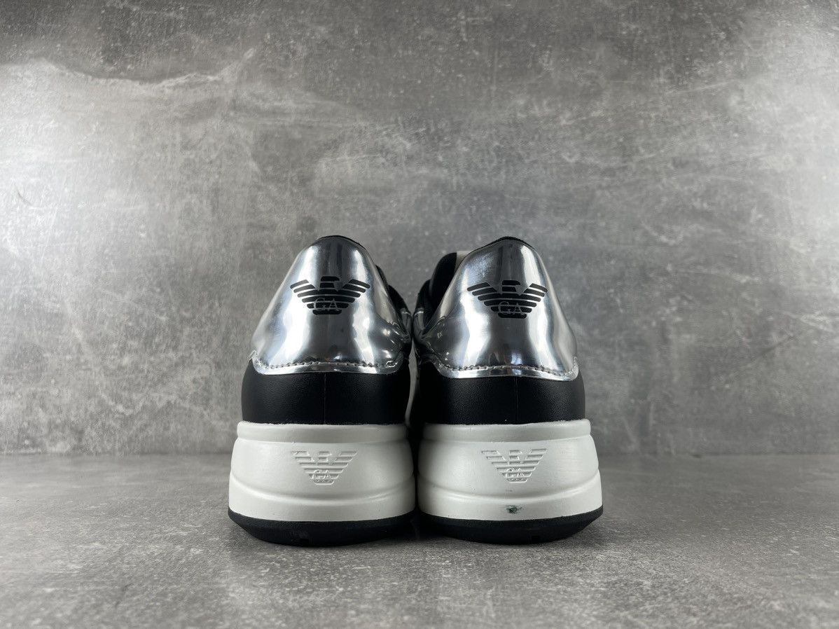 Emporio Armani Emporio Armani NWB Leather Sneakers Black Silver 2019-20 Size US 12 / EU 45 - 7 Thumbnail
