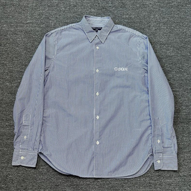 Comme des Garcons CDG HOMME Striped Embroidered Long Sleeve Shirt - dmc Size US S / EU 44-46 / 1 - 1 Thumbnail