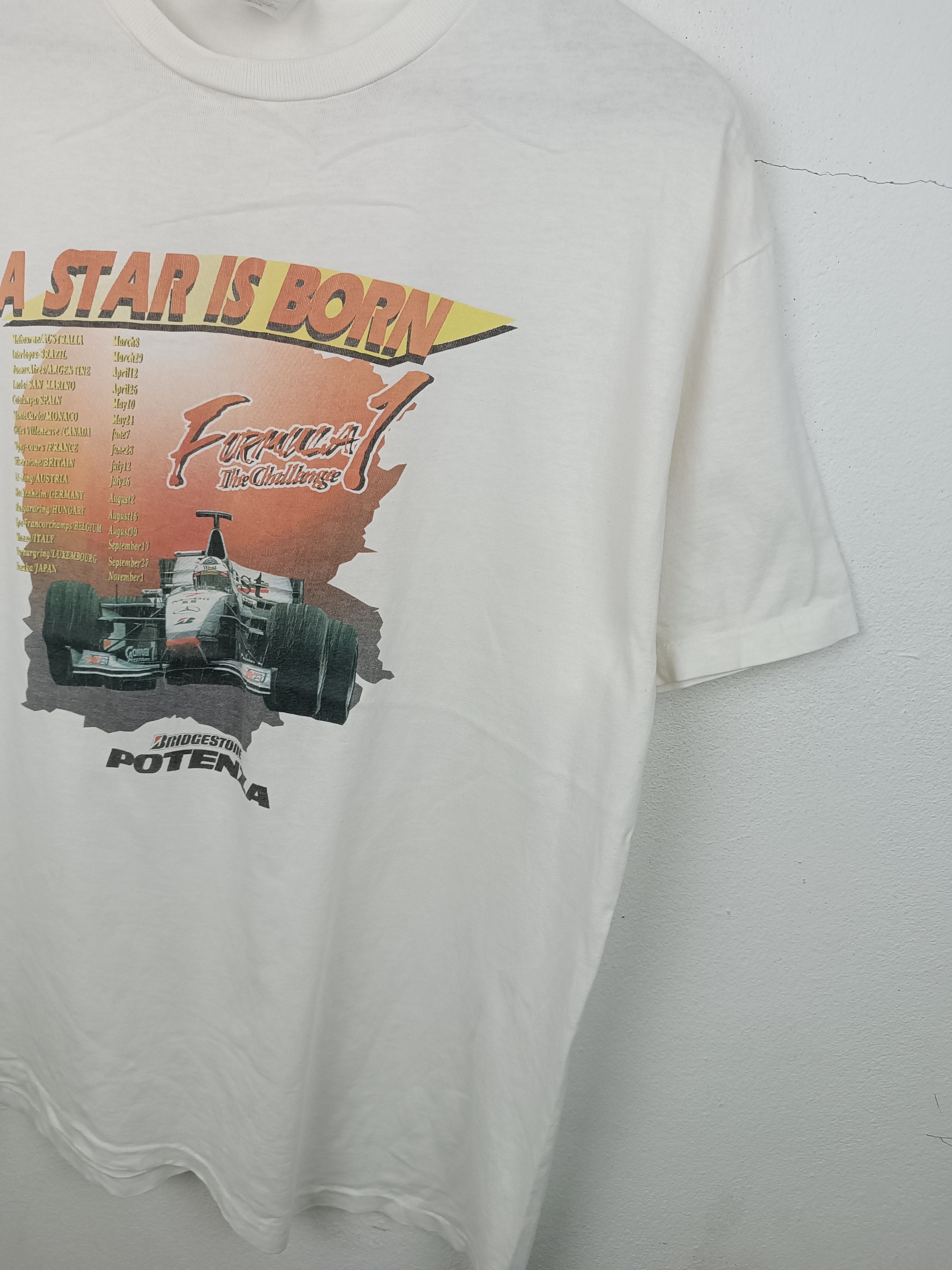 Vintage VINTAGE 90S A STAR IS BORN F1 RACING BRIDGESTONE POTENZA TEE Size US L / EU 52-54 / 3 - 7 Thumbnail