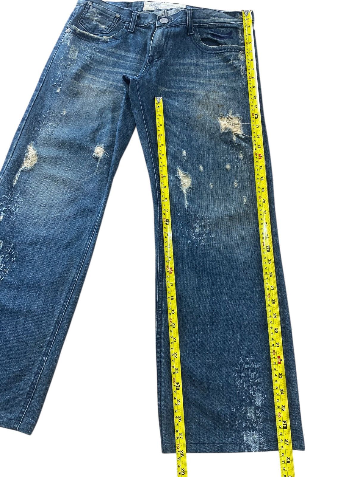 Japanese Brand Soocut Blue Wash Distressed Style Straight Leg Jeans Size US 35 - 8 Thumbnail