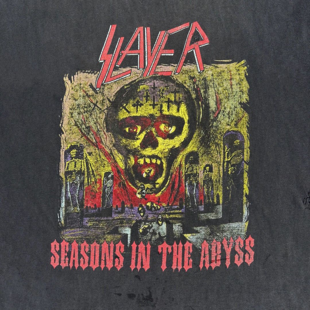 Band Tees Slayer 1990 90s Vintage Seasons Abyss Band Metal T-Shirt Size US XL / EU 56 / 4 - 3 Thumbnail
