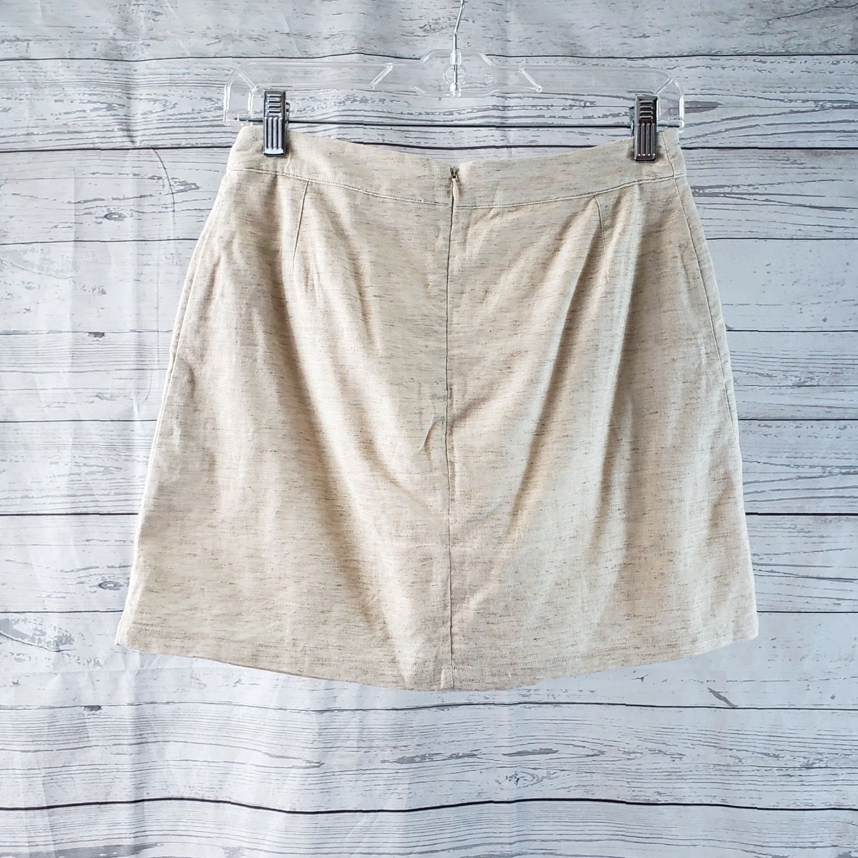 Vintage Altar'd State Skirt S Beige Linen Blend Zip A-Line Womens XS? Size 28" / US 6 / IT 42 - 2 Thumbnail