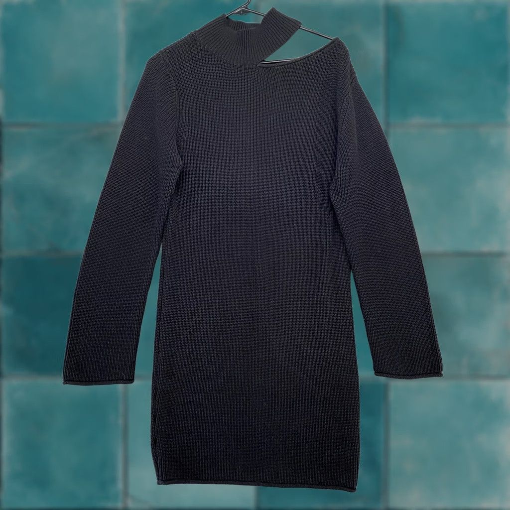 Rta RtA Rib Knit Sweater Dress Womens Small Black Cut Out Mock Neck Long Sleeve Knee Length Size S / US 4 / IT 40 - 1 Thumbnail