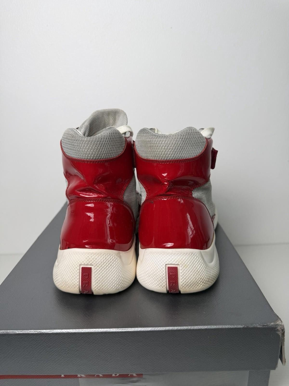 Prada Prada America’s Cup High Top Sneakers Red Silver Patent SZ 9 Size US 9 / EU 42 - 4 Thumbnail