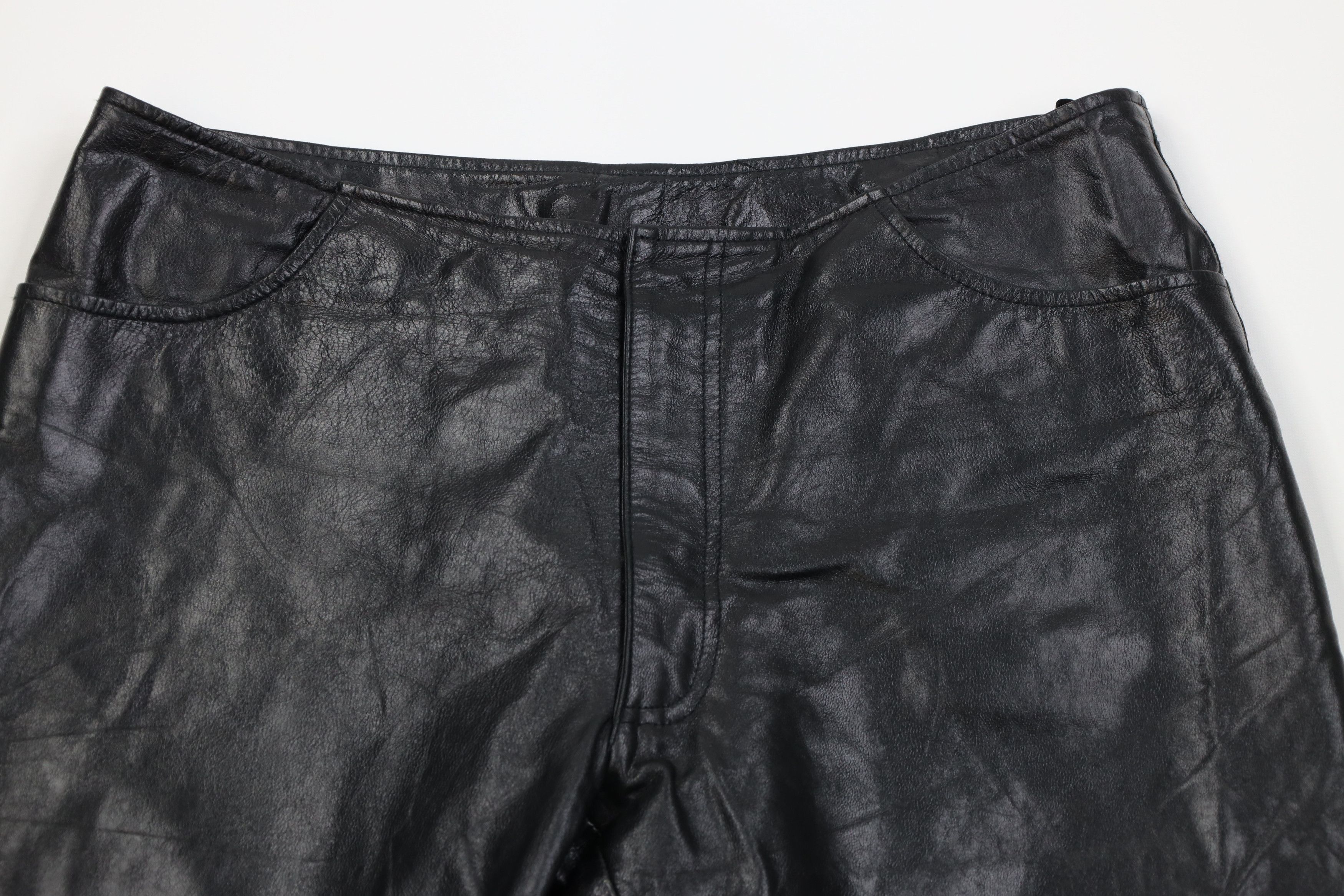 Vintage Vintage 90s Streetwear Flared Wide Leg Leather Pants Size 36" / US 14 / IT 50 - 2 Thumbnail