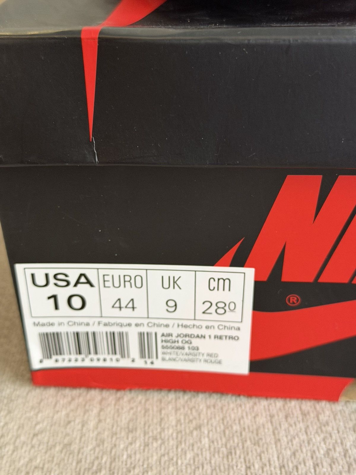 Jordan Brand JORDAN 1 RETRO - Metallic Red (2017) Size US 10 / EU 43 - 9 Thumbnail