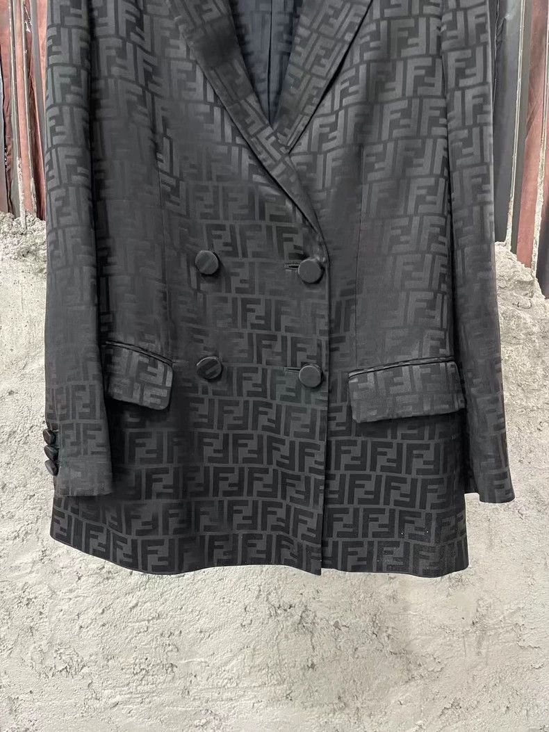 Fendi Fendi Black Patterned Suit Jacket for Women Size US S / EU 44-46 / 1 - 4 Thumbnail