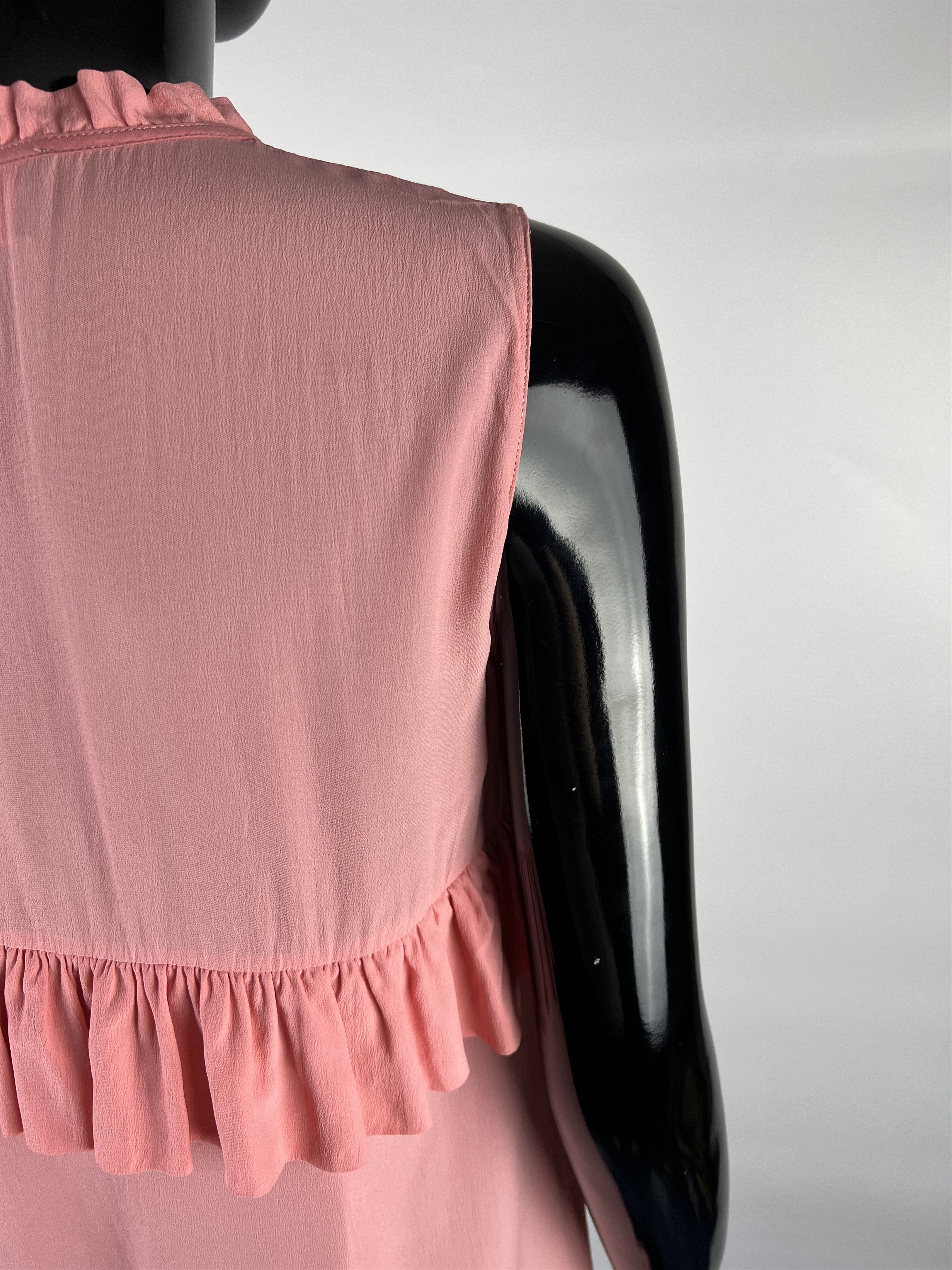 Marni Marni Pink Ruffled Silk Button Sleeveless Dress Size 40 Size S / US 4 / IT 40 - 6 Thumbnail
