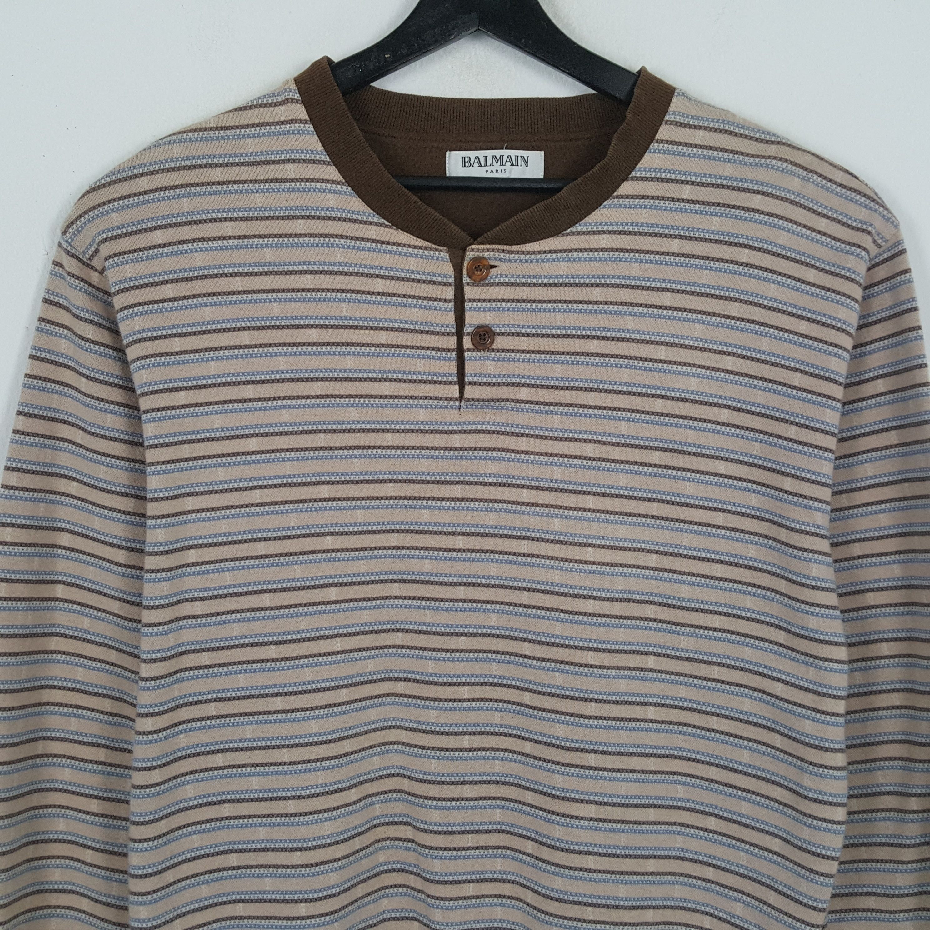 Balmain × Vintage BALMAIN PARIS Fashion Style Stripes Design Sweatshirt Size US M / EU 48-50 / 2 - 2 Thumbnail