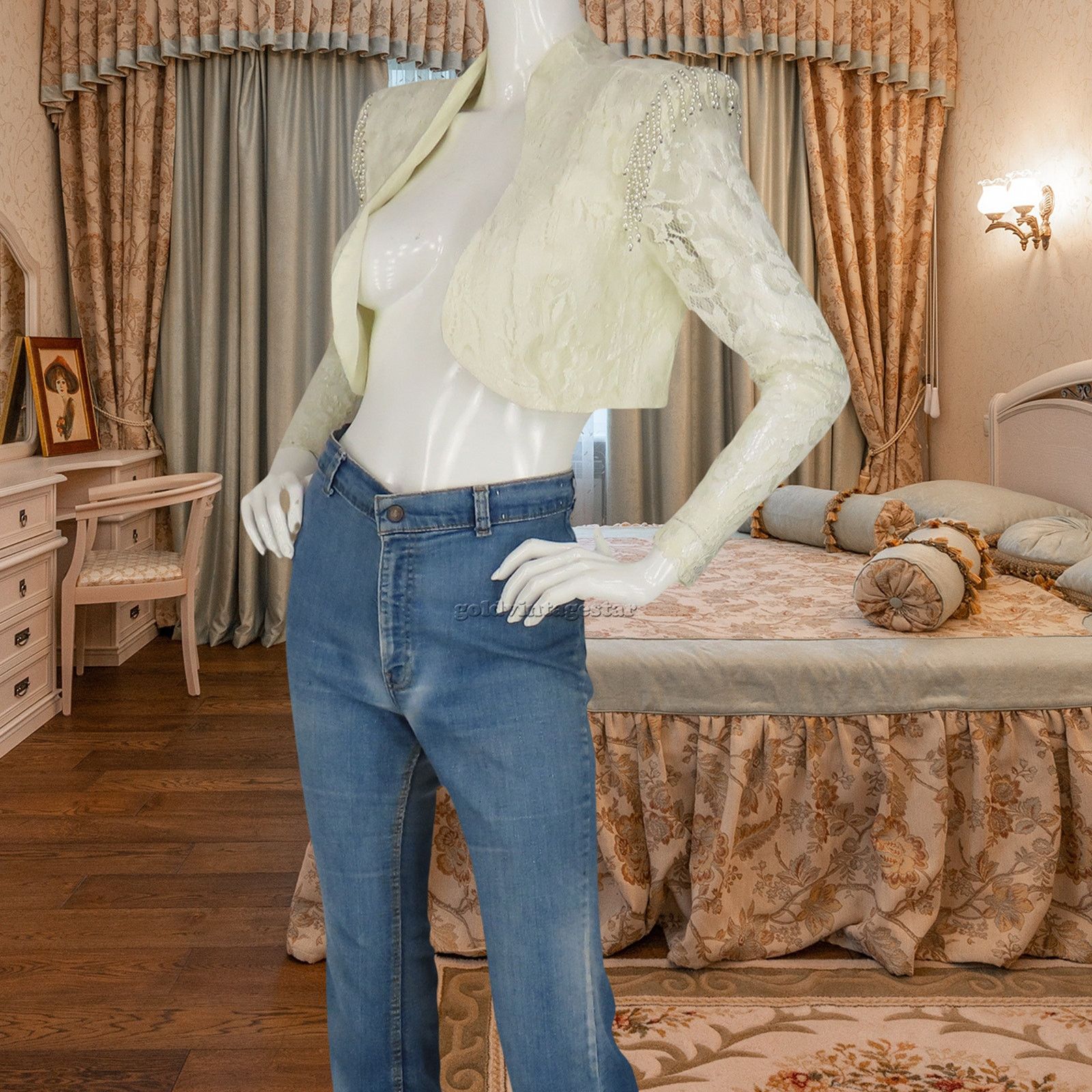 Other Eclectic Beaded Lace Crop Top Jacket Vintage XS Size XS / US 0-2 / IT 36-38 - 2 Thumbnail