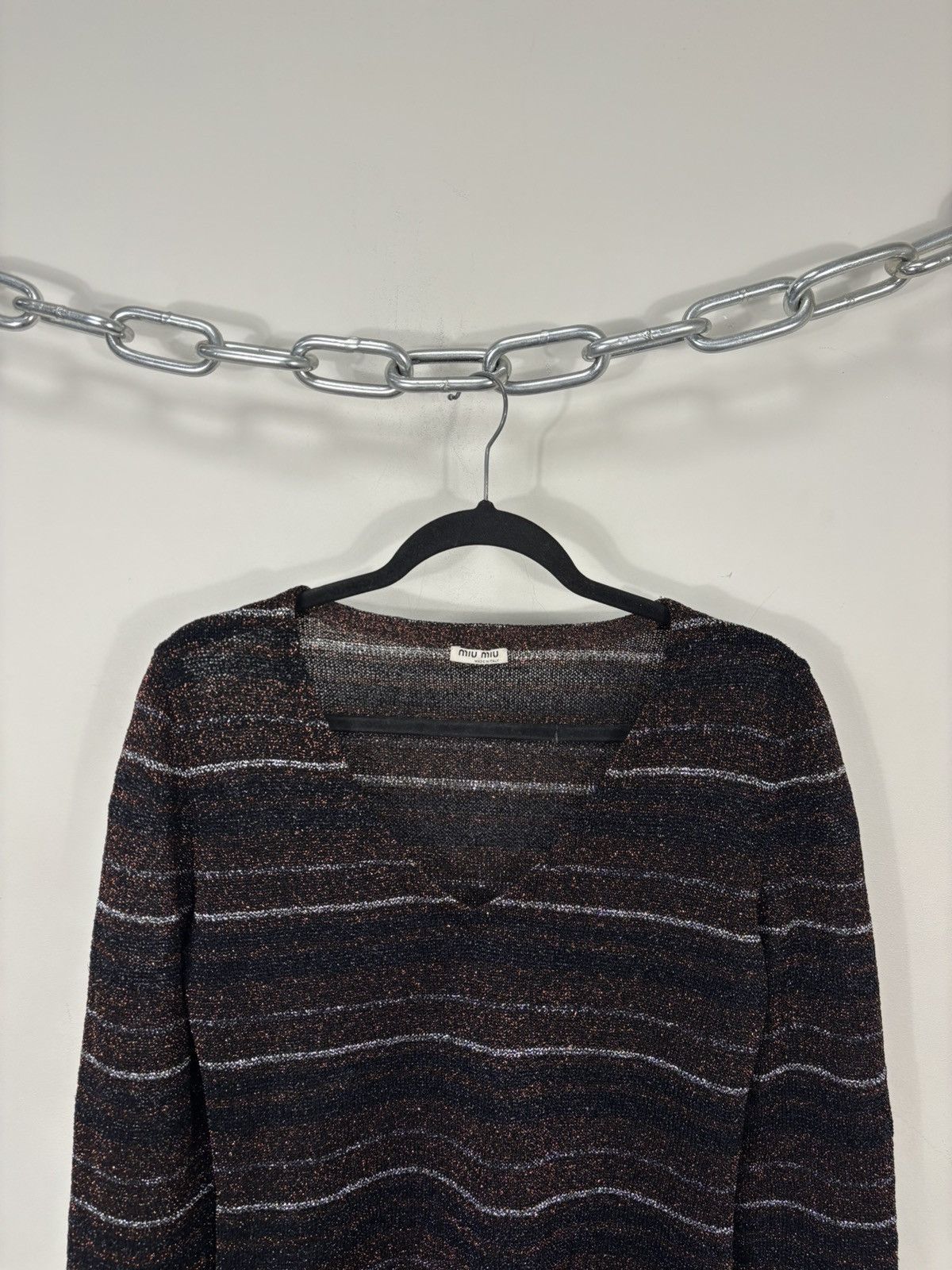 Miu Miu Miu Miu Women’s Glitter Metallic Lurex Knit Sweater Top Size M / US 6-8 / IT 42-44 - 3 Thumbnail