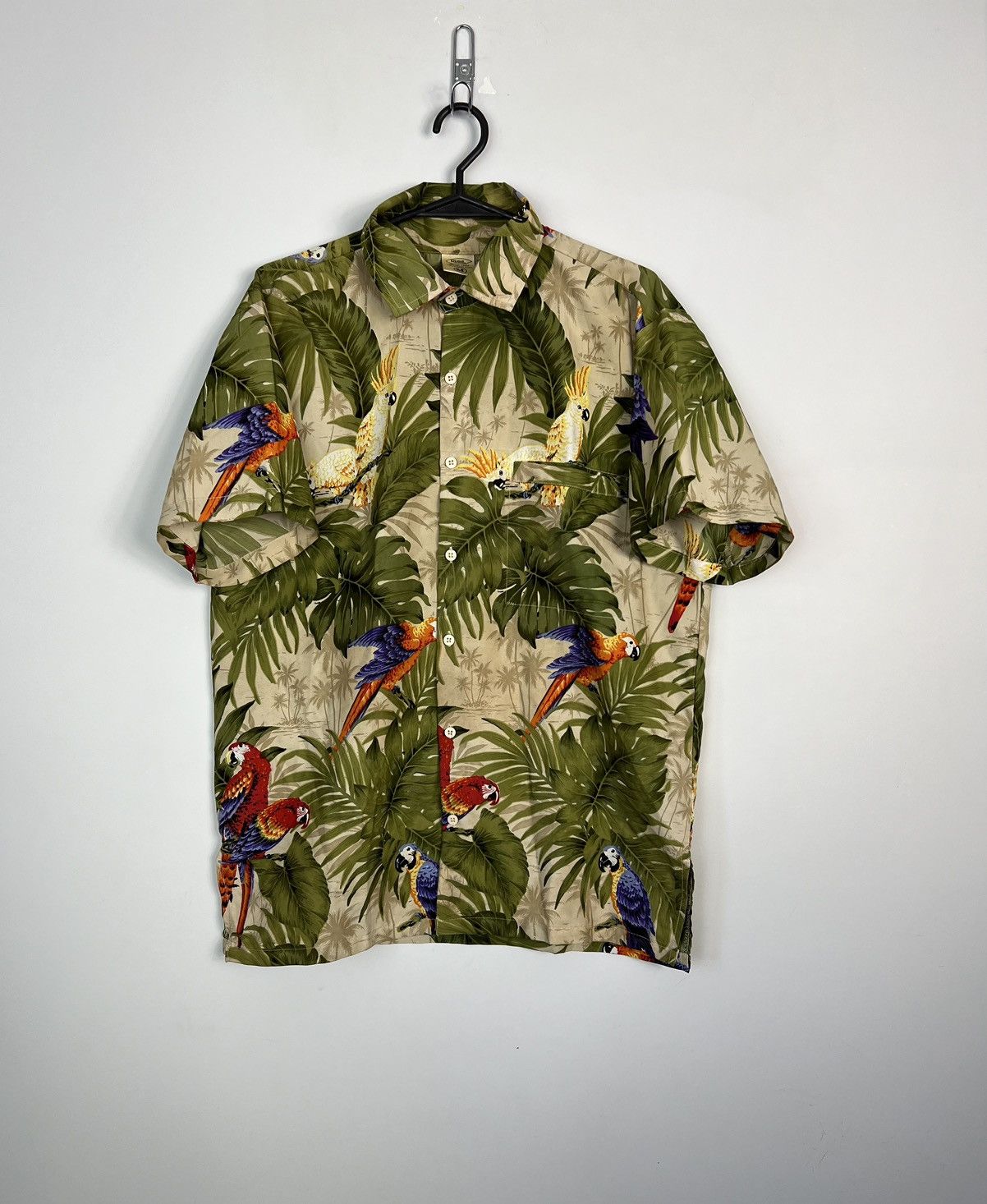 Vintage Piękna Hawajska Koszula Papugi Liście 1996 Rok Vintage 90’s Size US M / EU 48-50 / 2 - 1 Thumbnail