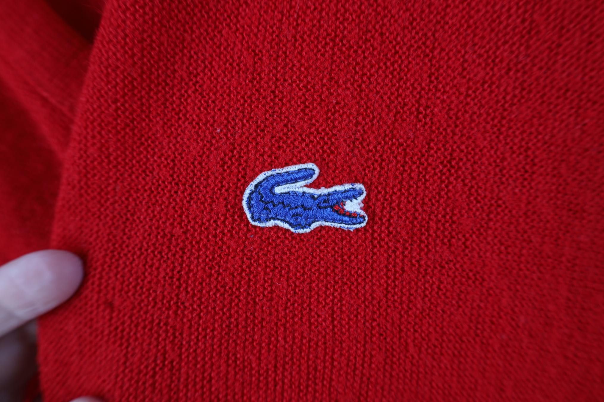 Lacoste Vintage 80s Izod Lacoste Boxy Fit Knit V-Neck Sweater Red Size US XL / EU 56 / 4 - 4 Thumbnail