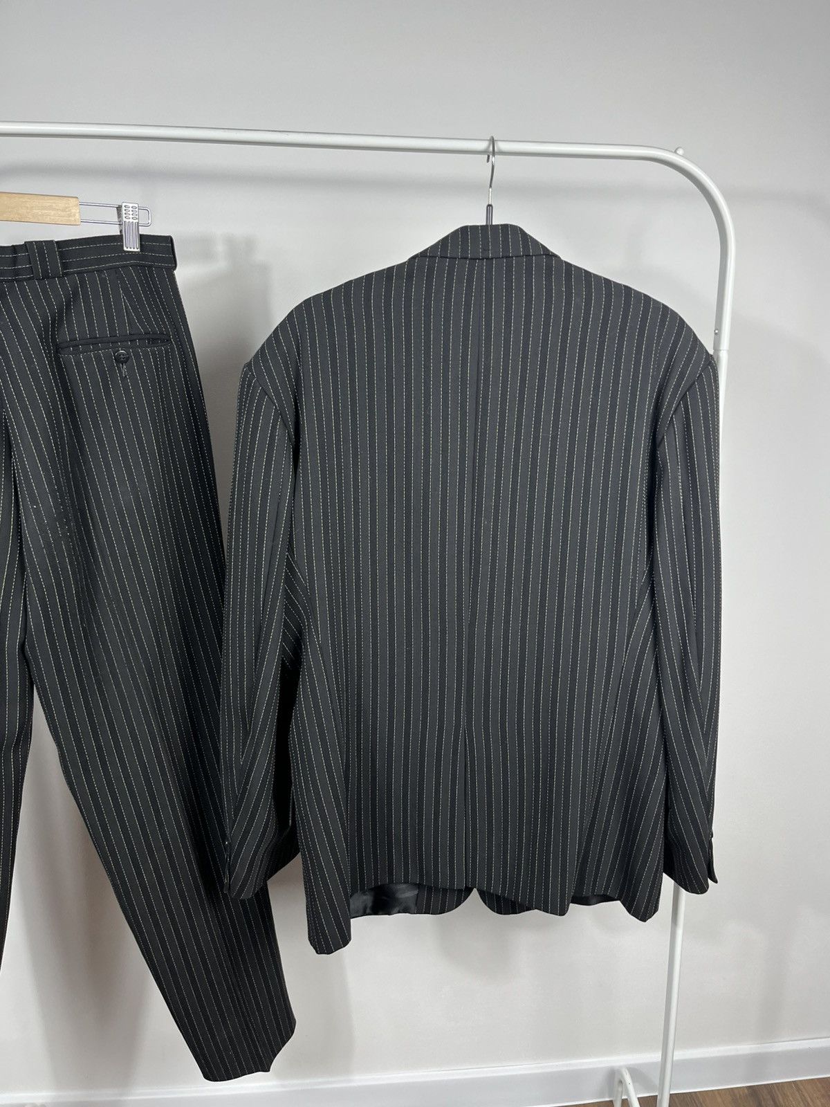 Other Vintage Wool Pinstripe Suit Set Blazer Pants Black France 52 Size 42R - 15 Thumbnail