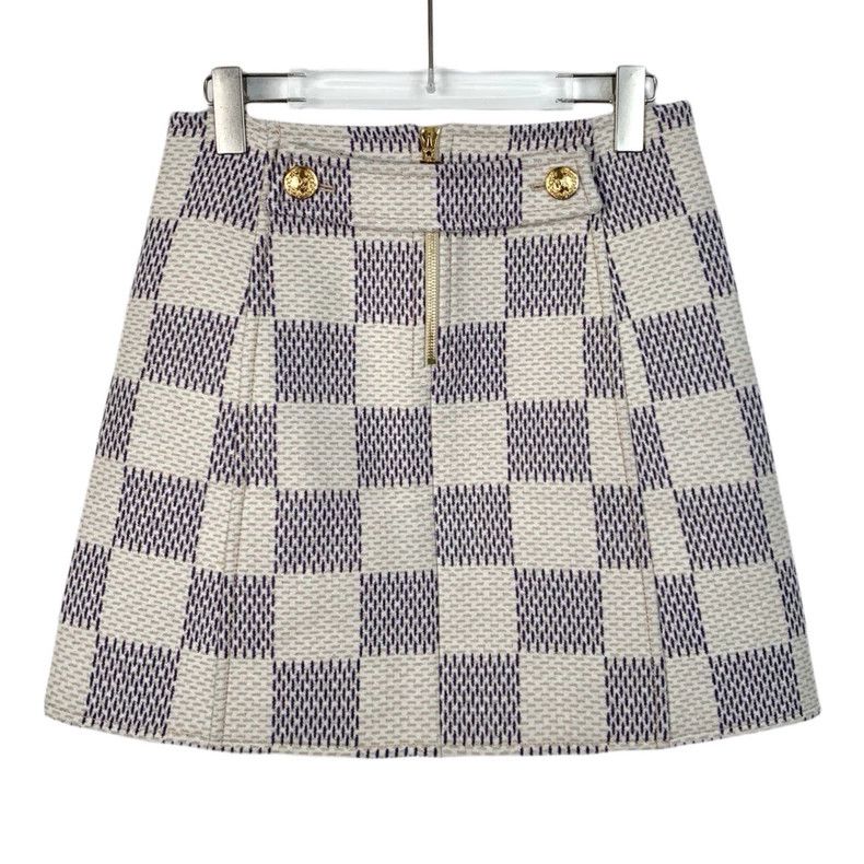 Louis Vuitton Louis Vuitton Color-block checkerboard wool skirt Size 35" - 2 Thumbnail