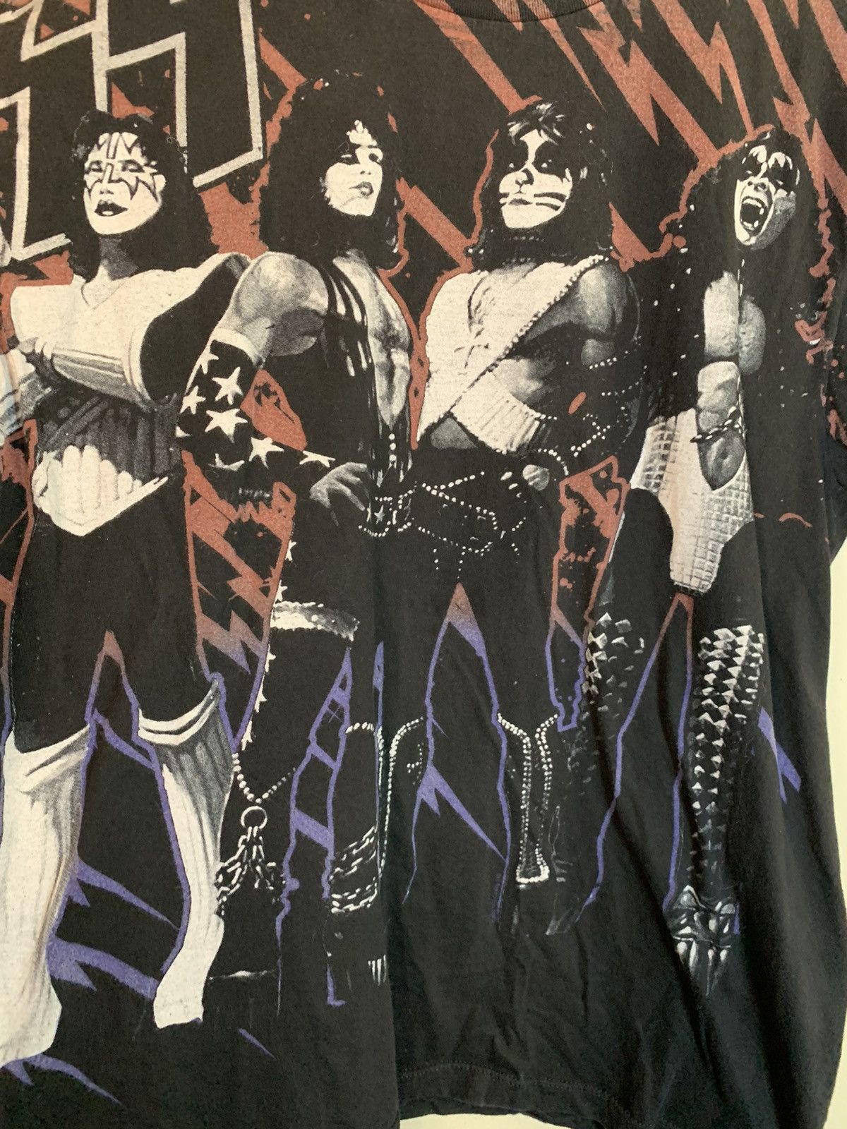 Band Tees × KISS × Vintage *RARE* Vintage KISS AOP Lightning Thunder AOP Band T-Shirt Size US S / EU 44-46 / 1 - 5 Thumbnail