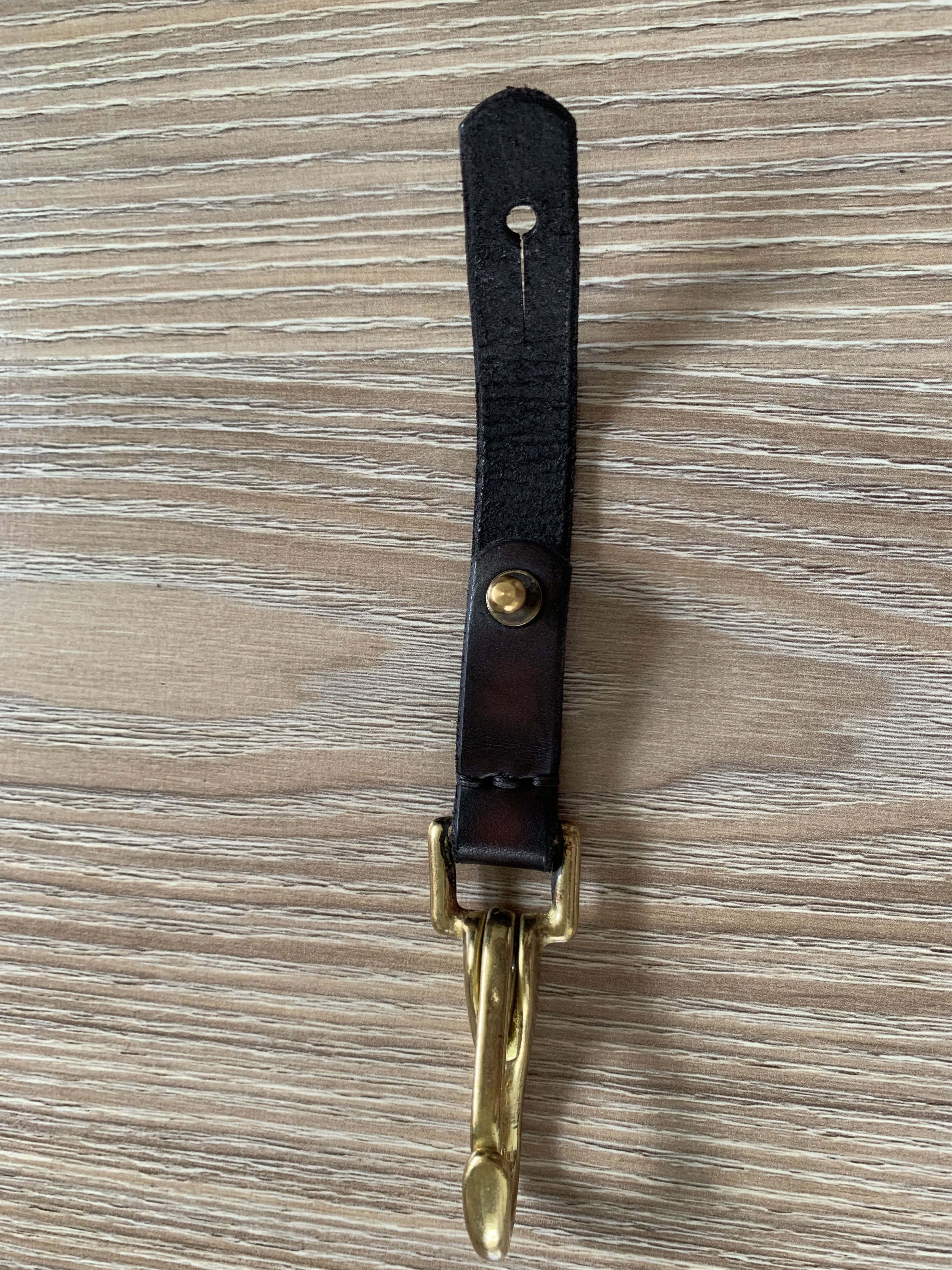 Handmade Leather Medium Black Keychain With Carabiner Size ONE SIZE - 6 Thumbnail