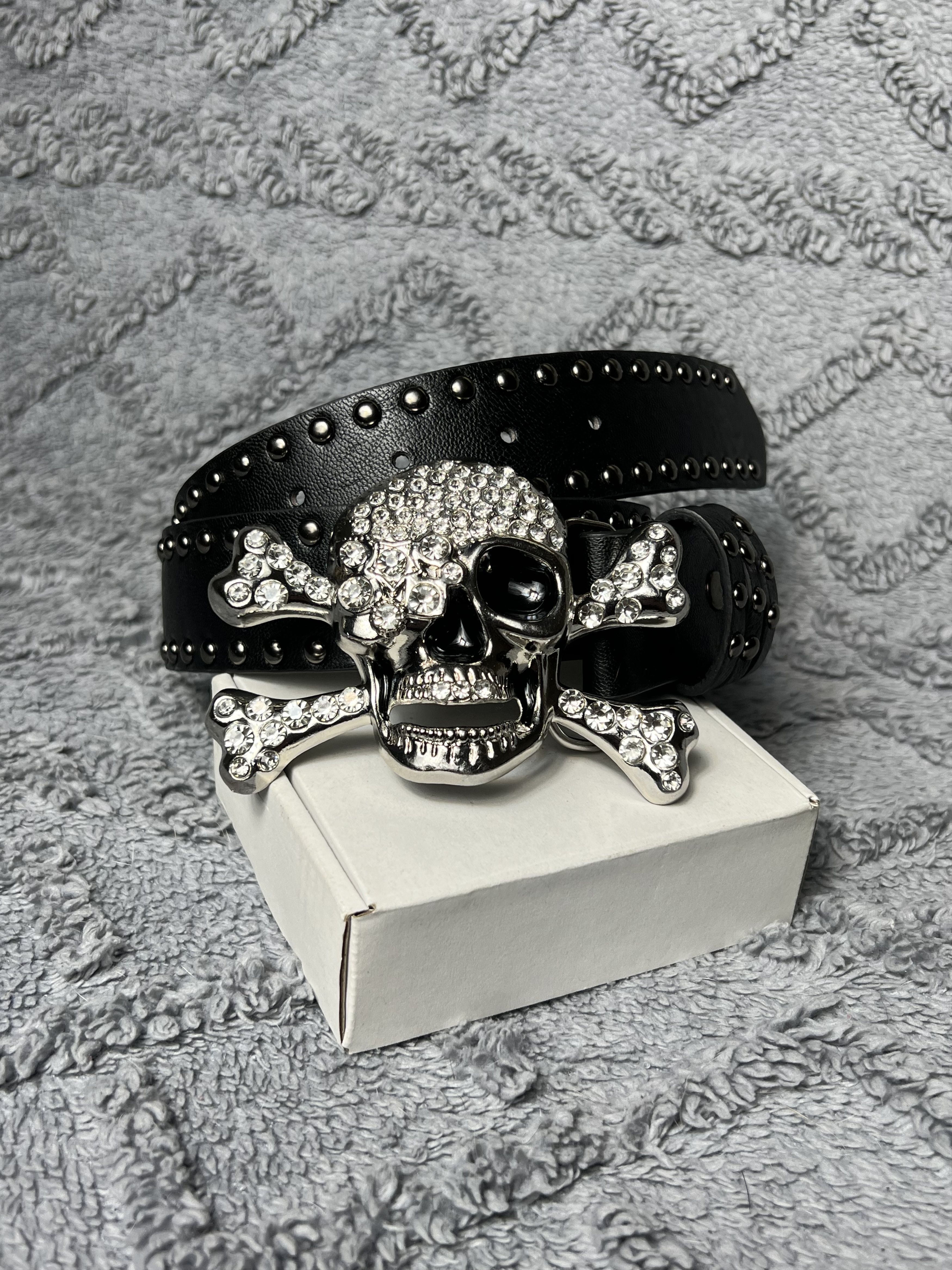 Other Rhinestones Skull Y2K Punk Buckle Belt Size ONE SIZE - 2 Thumbnail