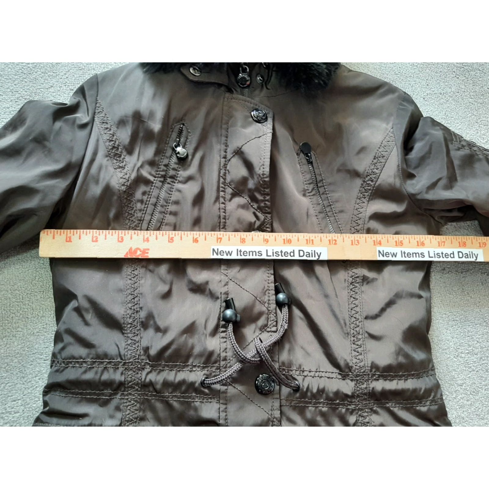 Vintage Laundry by Shelli Segal Hooded Long Winter Jacket Coat Womens XS Brown Faux Fur Full Zip Size XS / US 0-2 / IT 36-38 - 5 Thumbnail