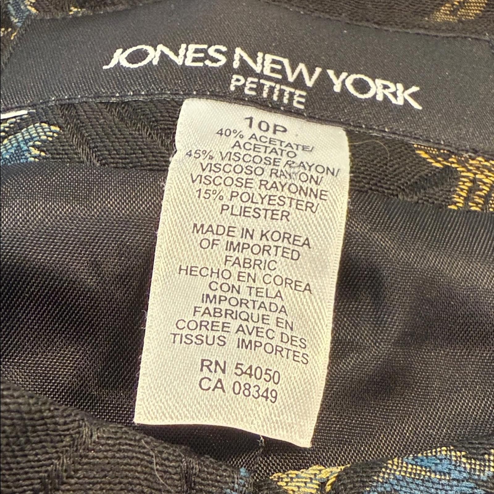Jones New York Jones New York Black Blue Gold Floral Zip Jacket SZ 10P Size L / US 10 / IT 46 - 6 Thumbnail