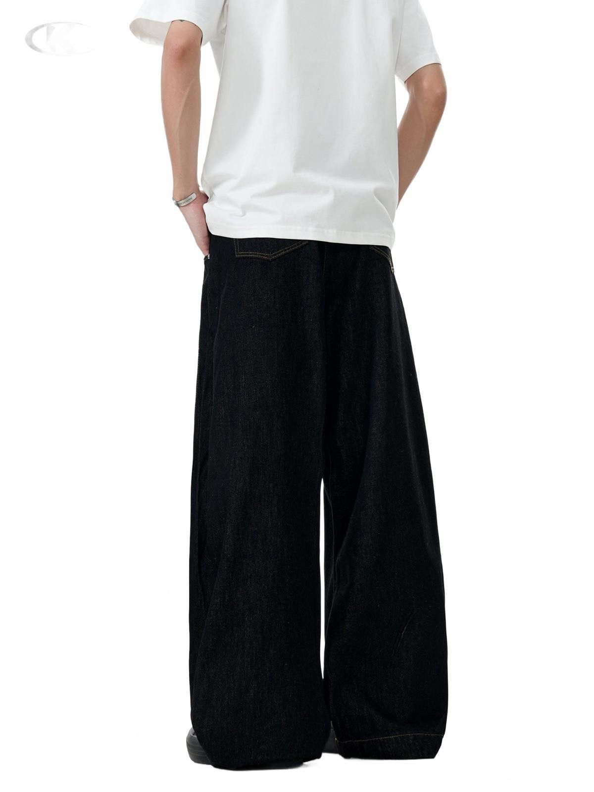 Japanese Brand Black Wide Leg Denim Jeans, Baggy Loose Fit Jeans Size US 32 / EU 48 - 5 Thumbnail