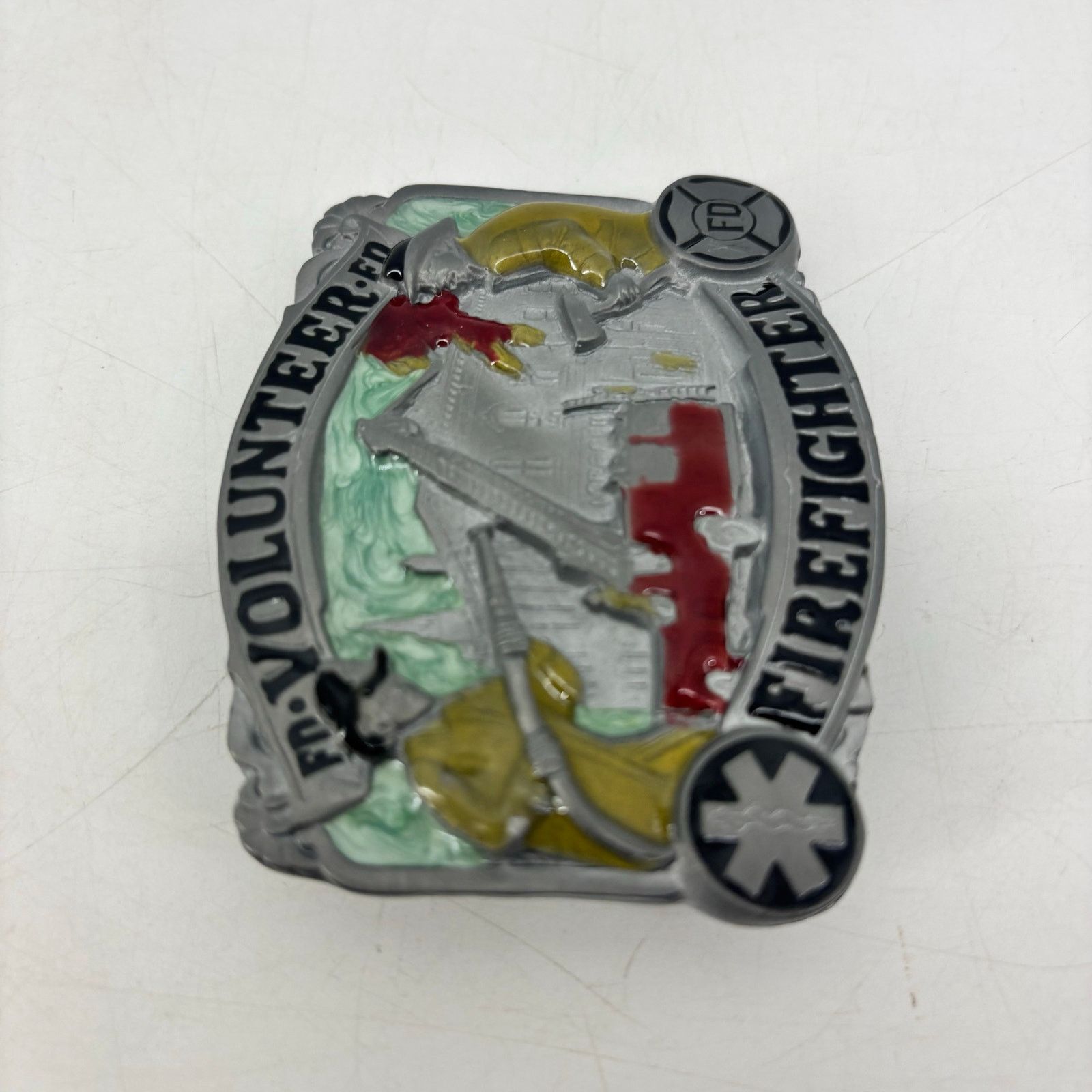 Vintage Volunteer Firefighter Belt Buckle Enamel Great American Size ONE SIZE - 11 Thumbnail